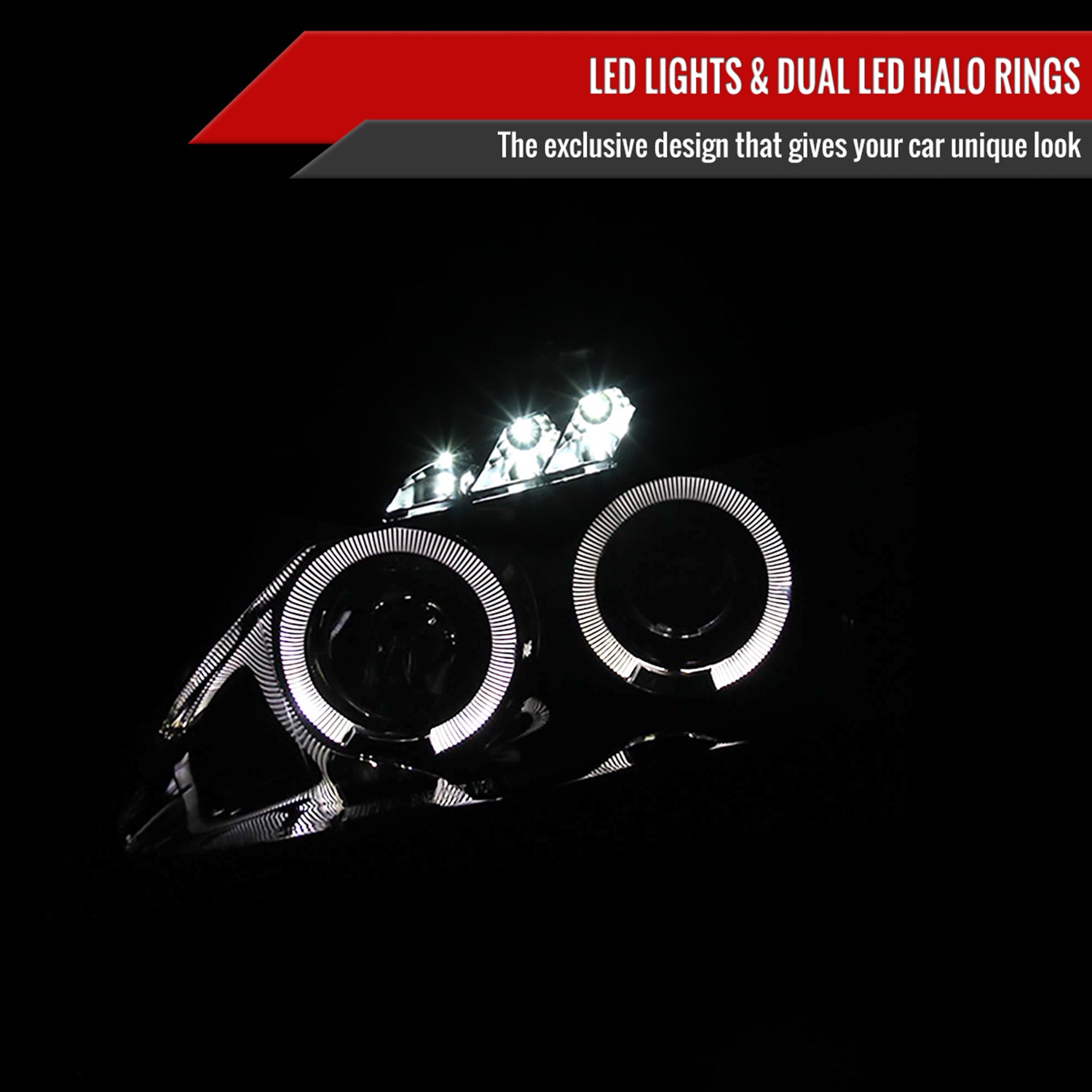 2004-2009 Honda S2000 AP2 Dual Halo Projector Headlights Glossy Black/Smoke