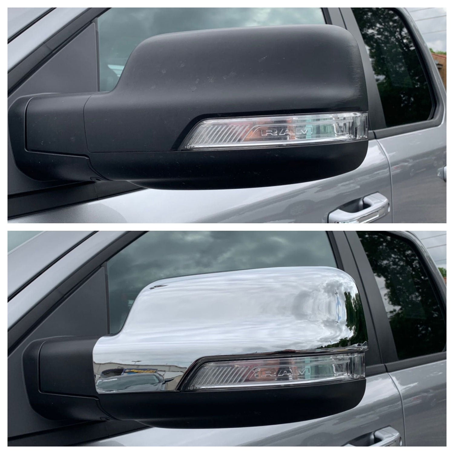 2019-2025 RAM RAM 1500 Mirror Cover Caps Chrome 2Pcs ABS Plastic