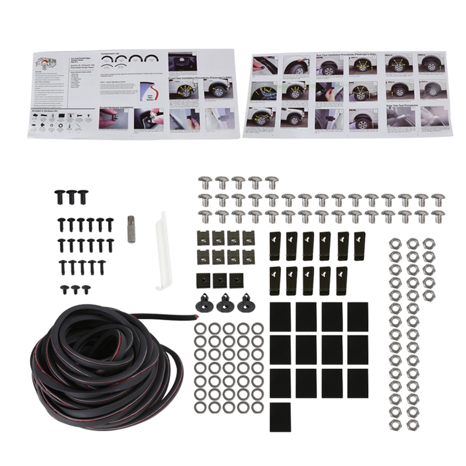 2015-2017 Ford F-150 Styleside Smooth Rivet Style Fender Flares Protector