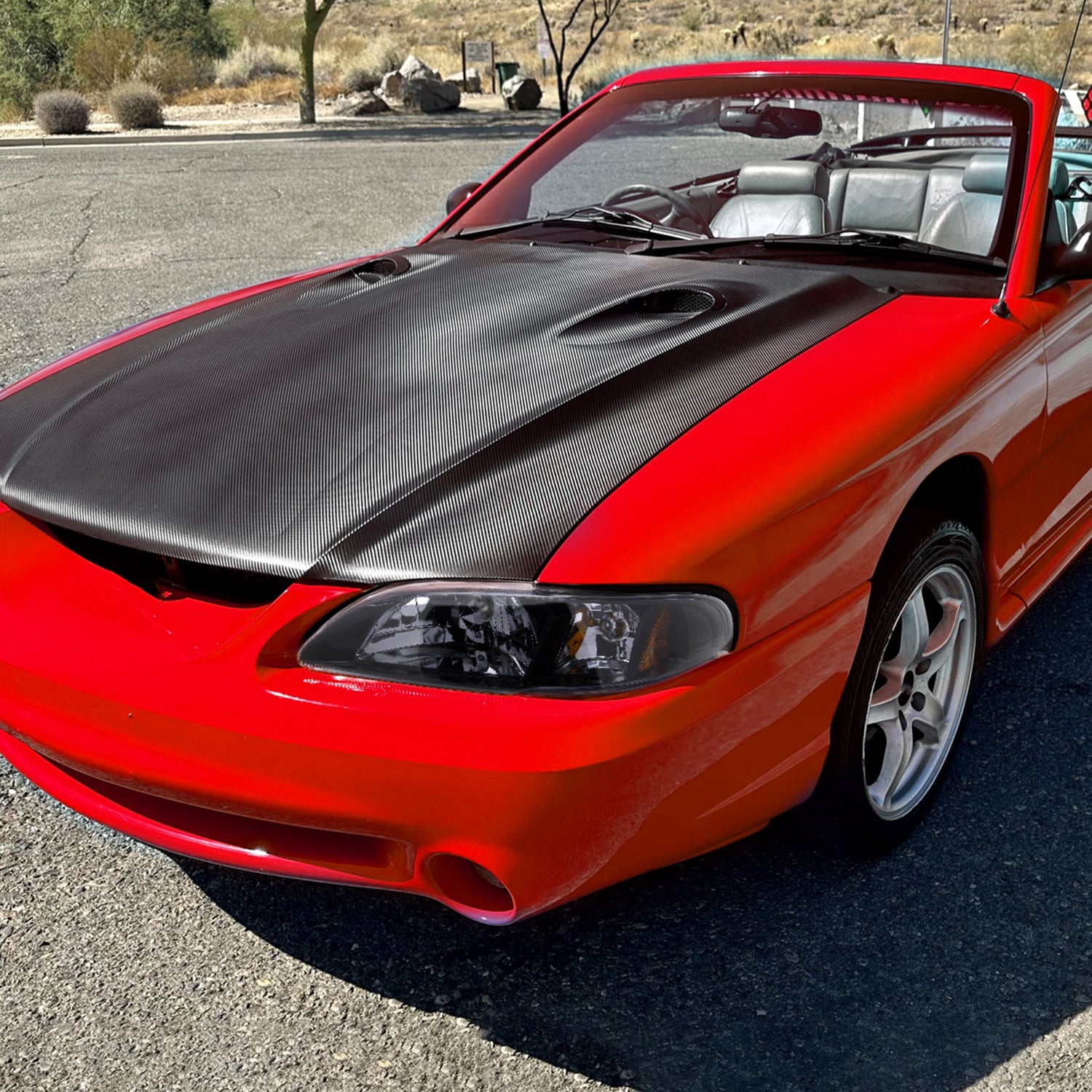 1994-1998 Ford Mustang 1PC Crystal Headlights w/Amber Reflectors Chrome/Smoke