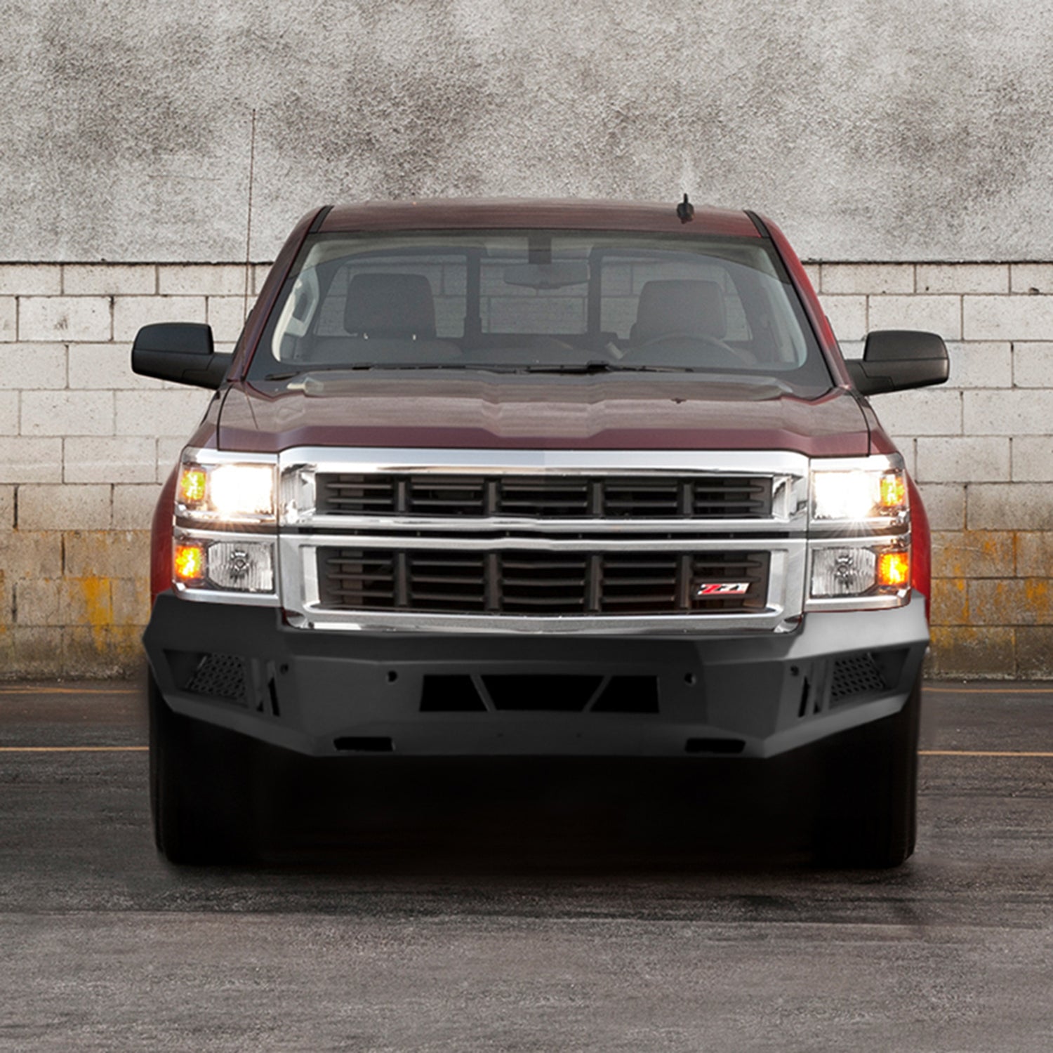 2014-2015 Chevy Silverado 1500 Heavy Duty Steel Front Bumper LED Light Ports