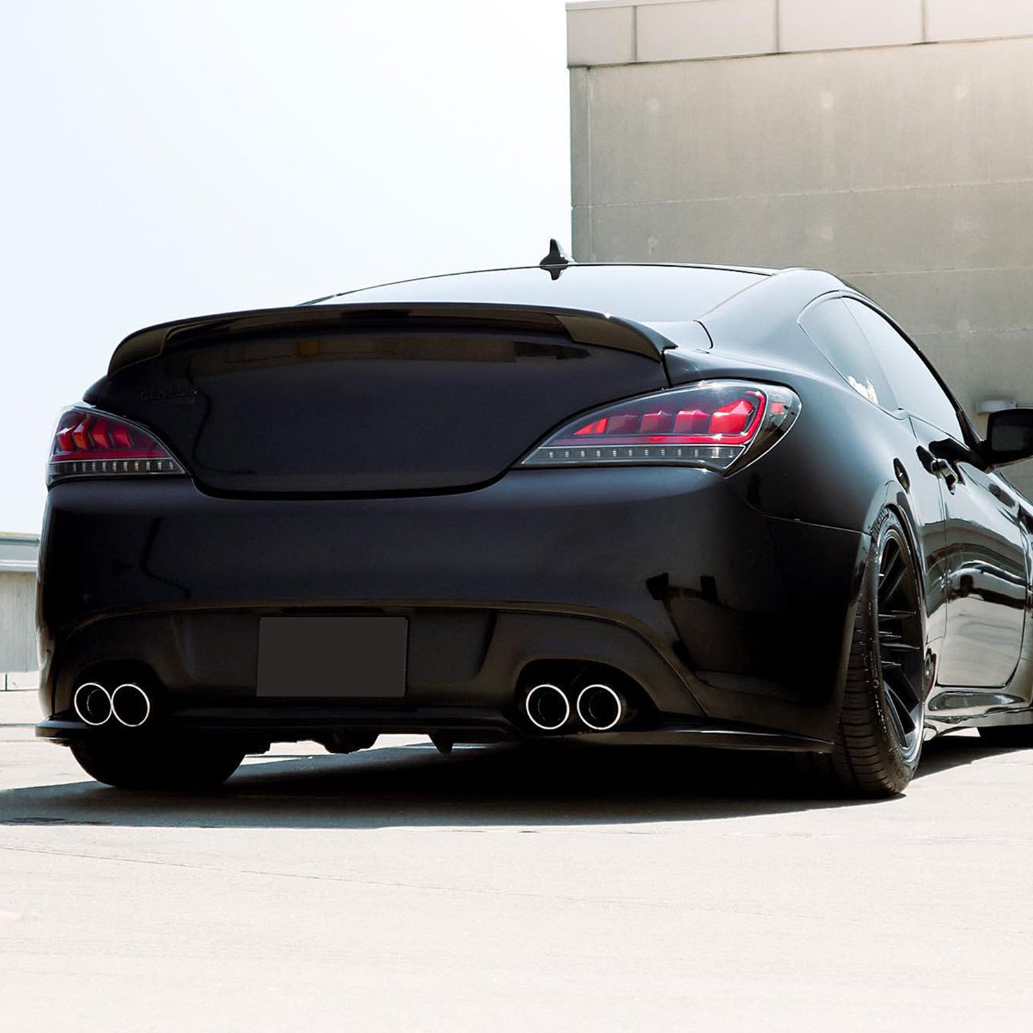 2010-2016 Hyundai Genesis Coupe Red Bar LED Tail Lights Jet Black/Clear