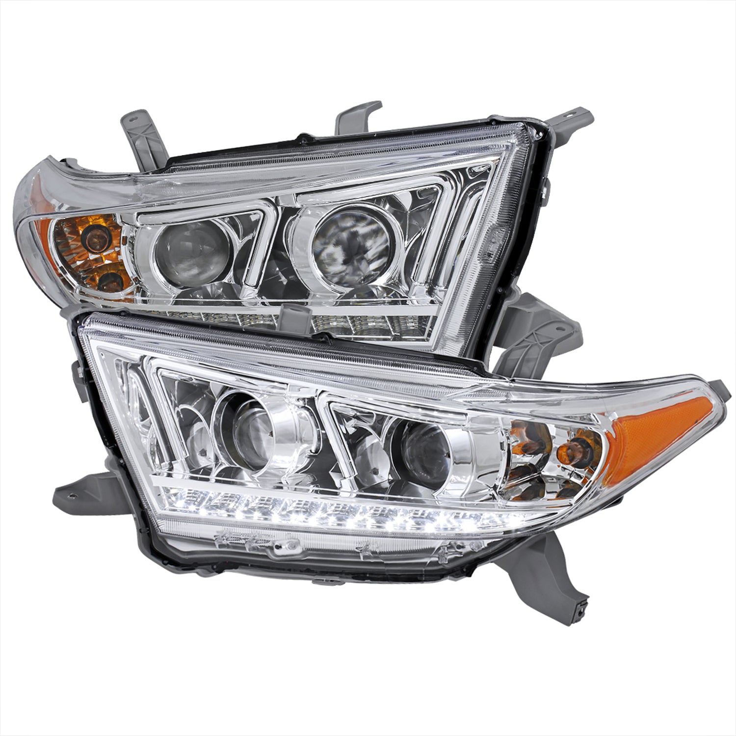 2011-2013 Toyota Highlander Projector Headlights SMD LED Light Strip Chrome