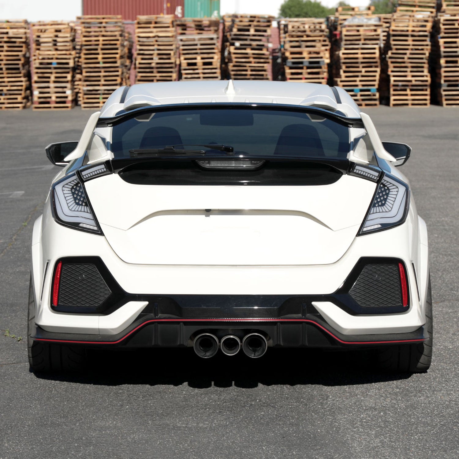 2017-2021 Honda Civic Hatchback Turn Signal LED Tail Lights Matt Black/Clear