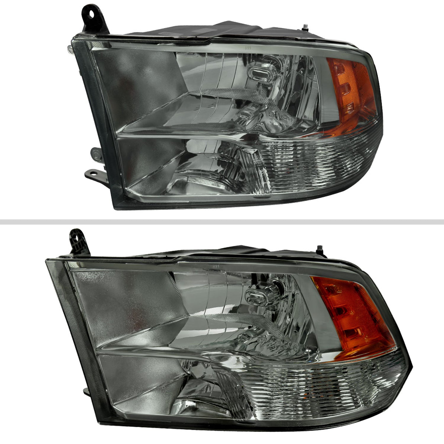 2009-2018 Dodge RAM 1500/ 19-2021 2500 3500 Quad Headlights Chrome/Light Smoke
