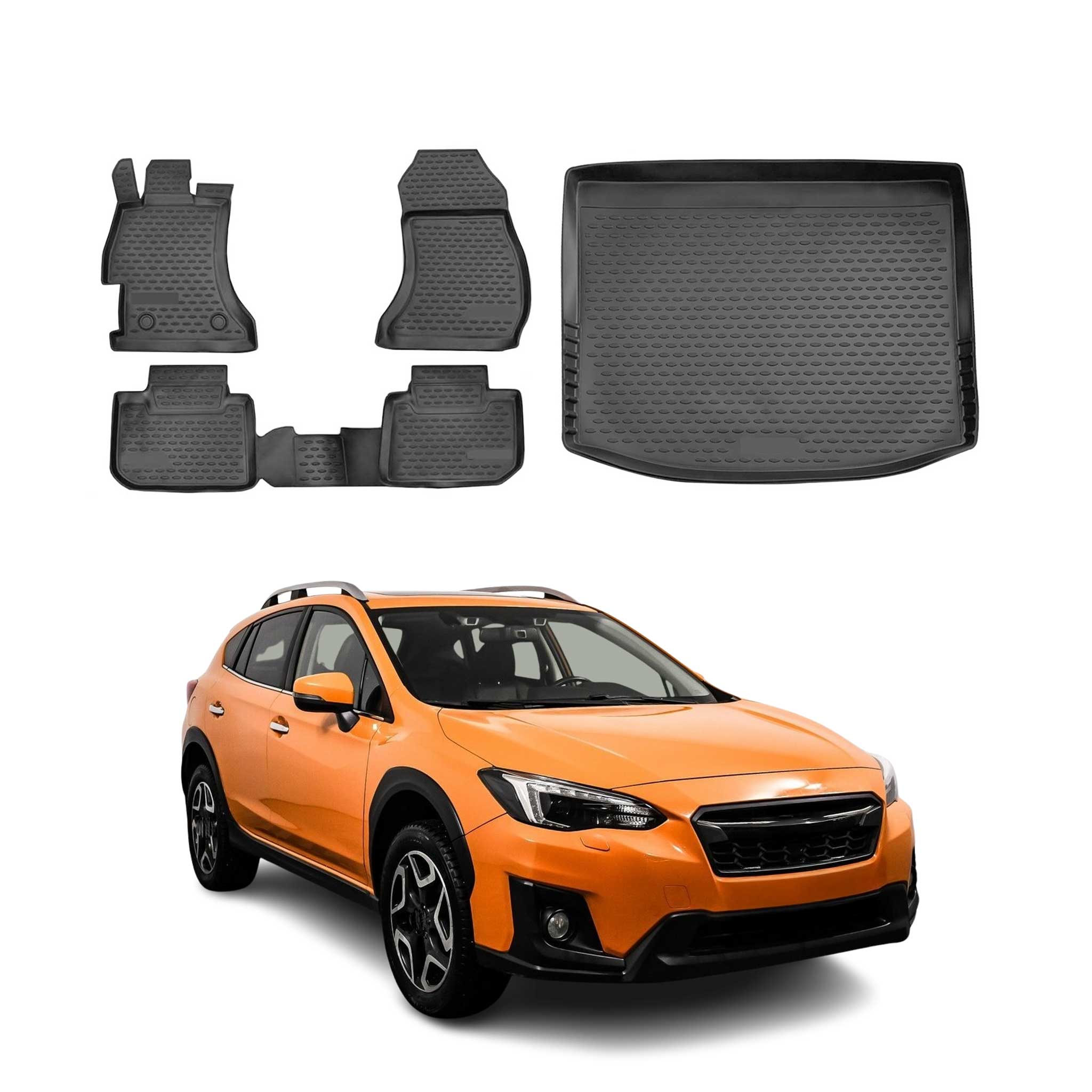 2013-2015 Subaru XV Crosstrek Floor Mats & Cargo Liner Full Set All Weather Black