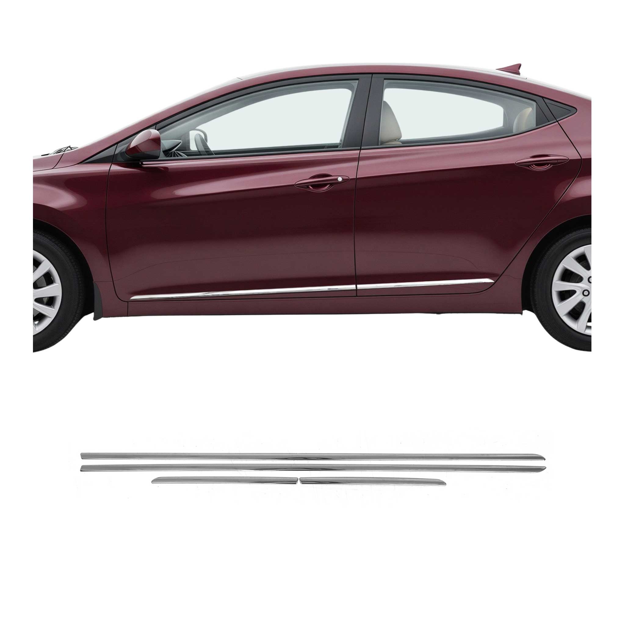 2013-2017 Hyundai Elantra GT Side Door Molding Trim Skirt Garnish Stainless Steel 4x