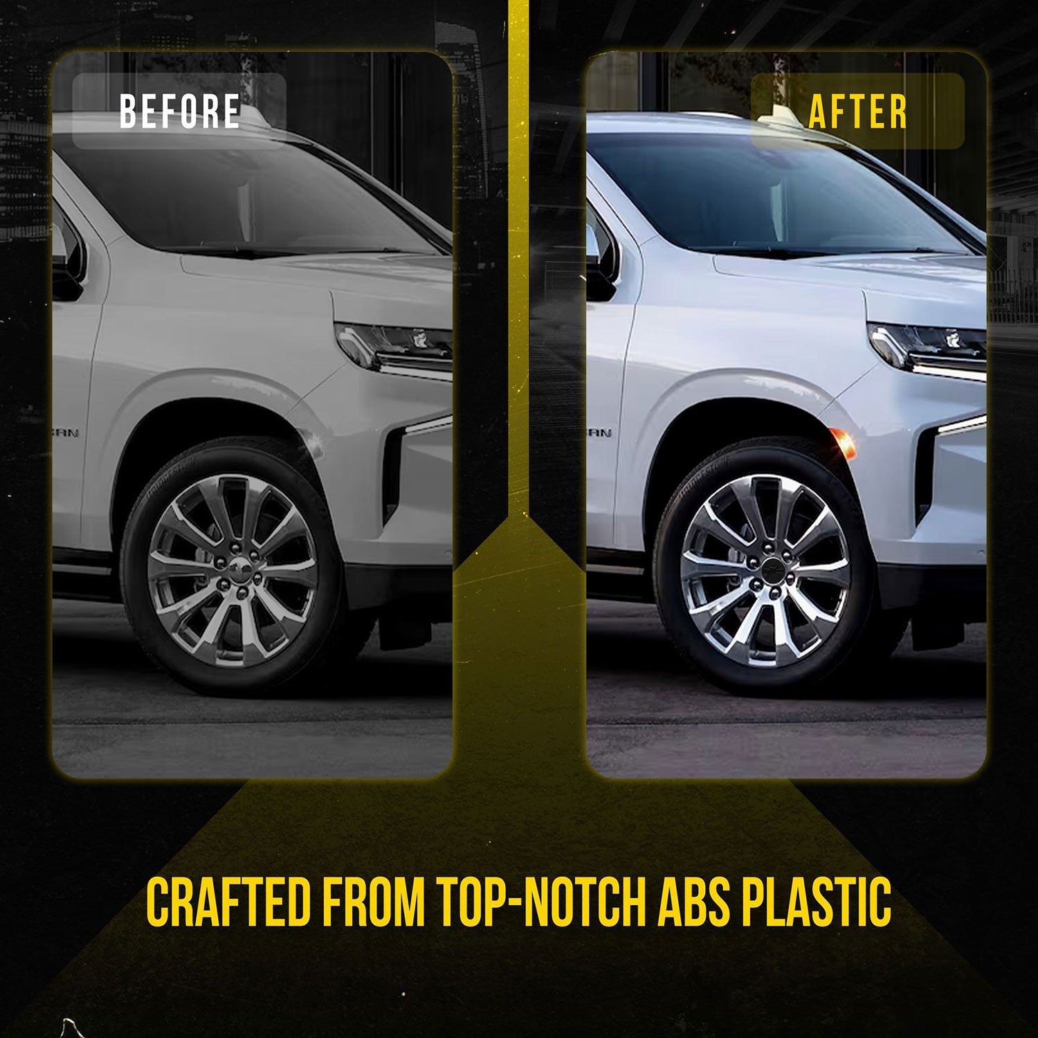 2015-2025 Chevrolet Suburban / Tahoe Licensed Wheel Cap Emblem Set Gloss Black 4Pcs ABS Plastic