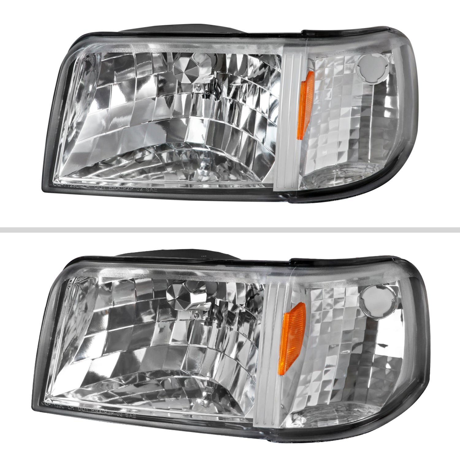 1993-1997 Ford Ranger Factory Headlights w/Corner Signal Lights Chrome/Clear
