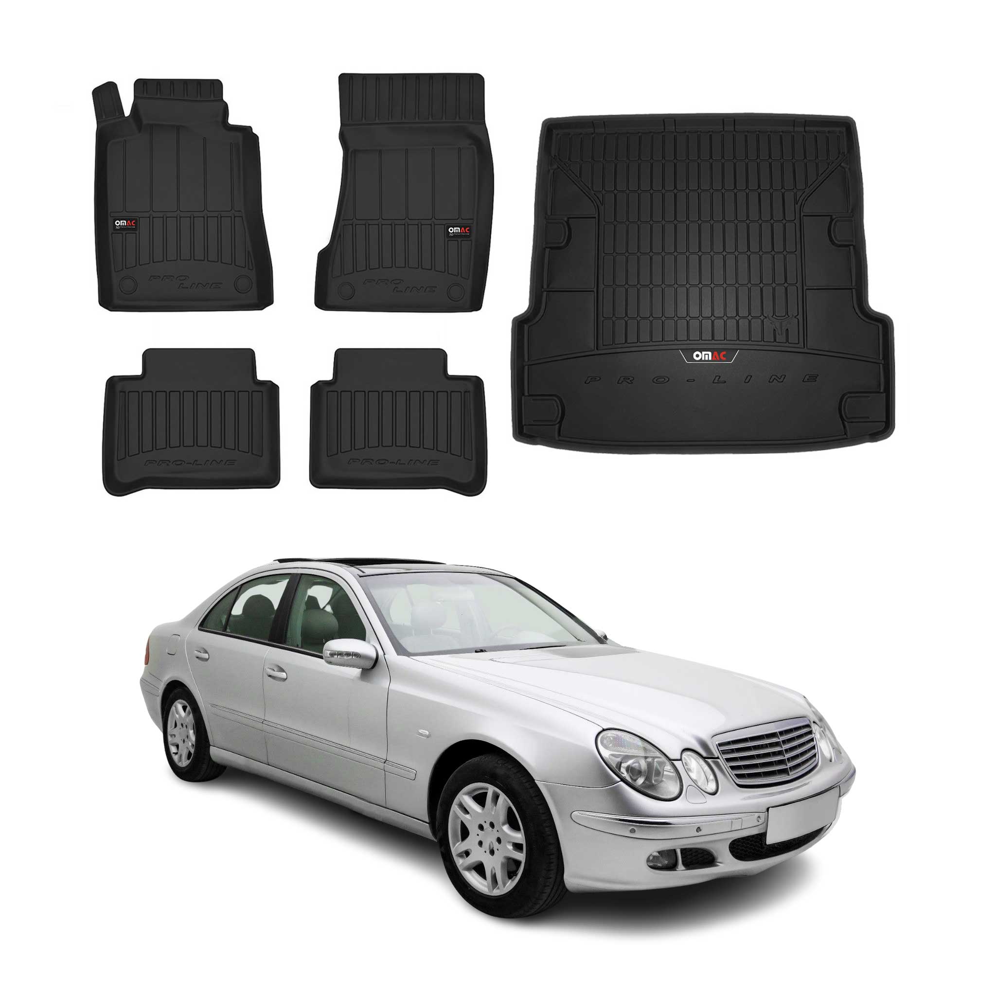 2004-2009 Mercedes E Class S211 Wagon Premium Floor Mats & Cargo Liner Full Set All Weather Heavy Duty