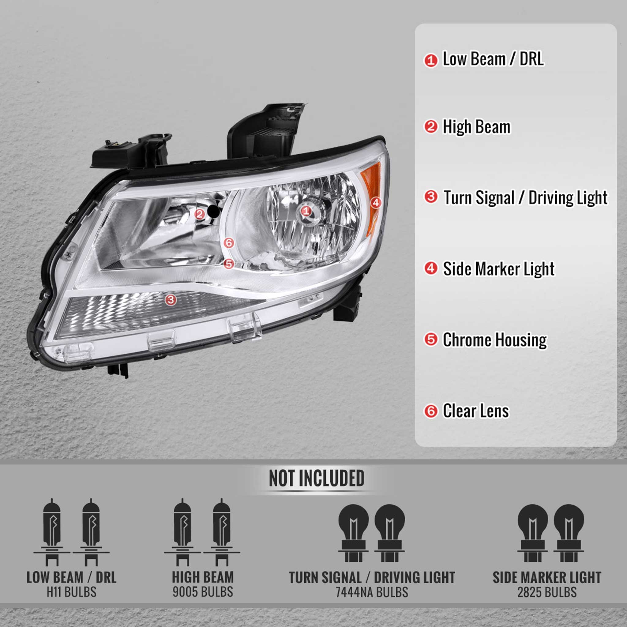 For Chevrolet Colorado 2015-2022 Factory Style Headlights Chrome Housing Clear Lens