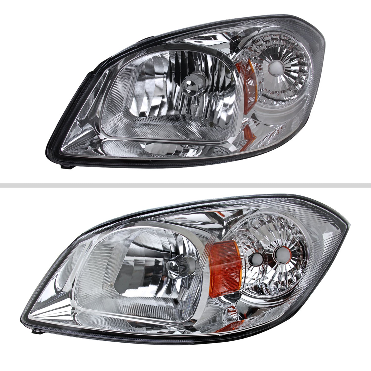 2005-2010 Chevy Cobalt Pontiac Pursuit/G5 Crystal Headlights Amber Reflector