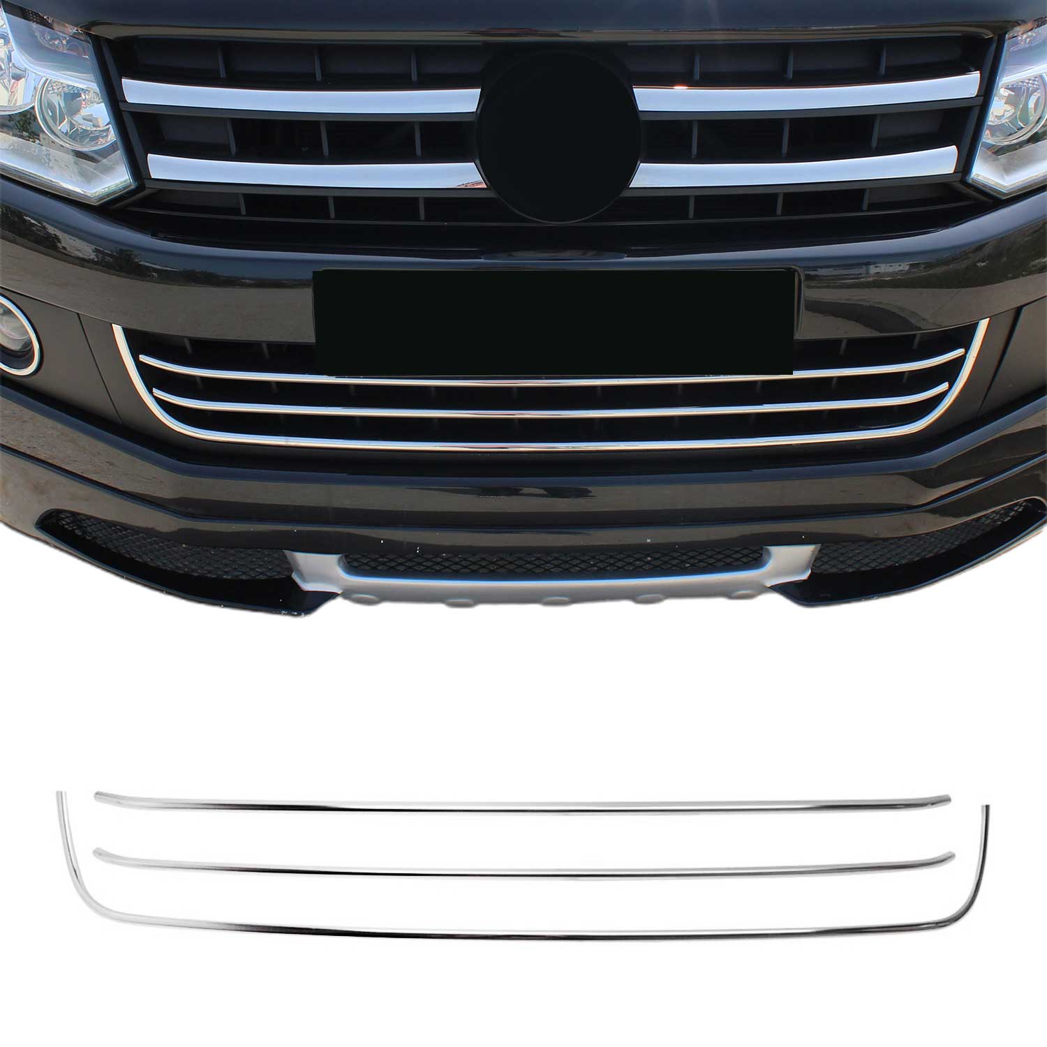 2010-2016 VW Amarok Front Bumper Grill Trim Molding Stainless Steel Silver 3 Pcs