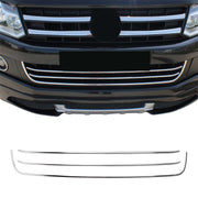 2010-2016 VW Amarok Front Bumper Grill Trim Molding Stainless Steel Silver 3 Pcs