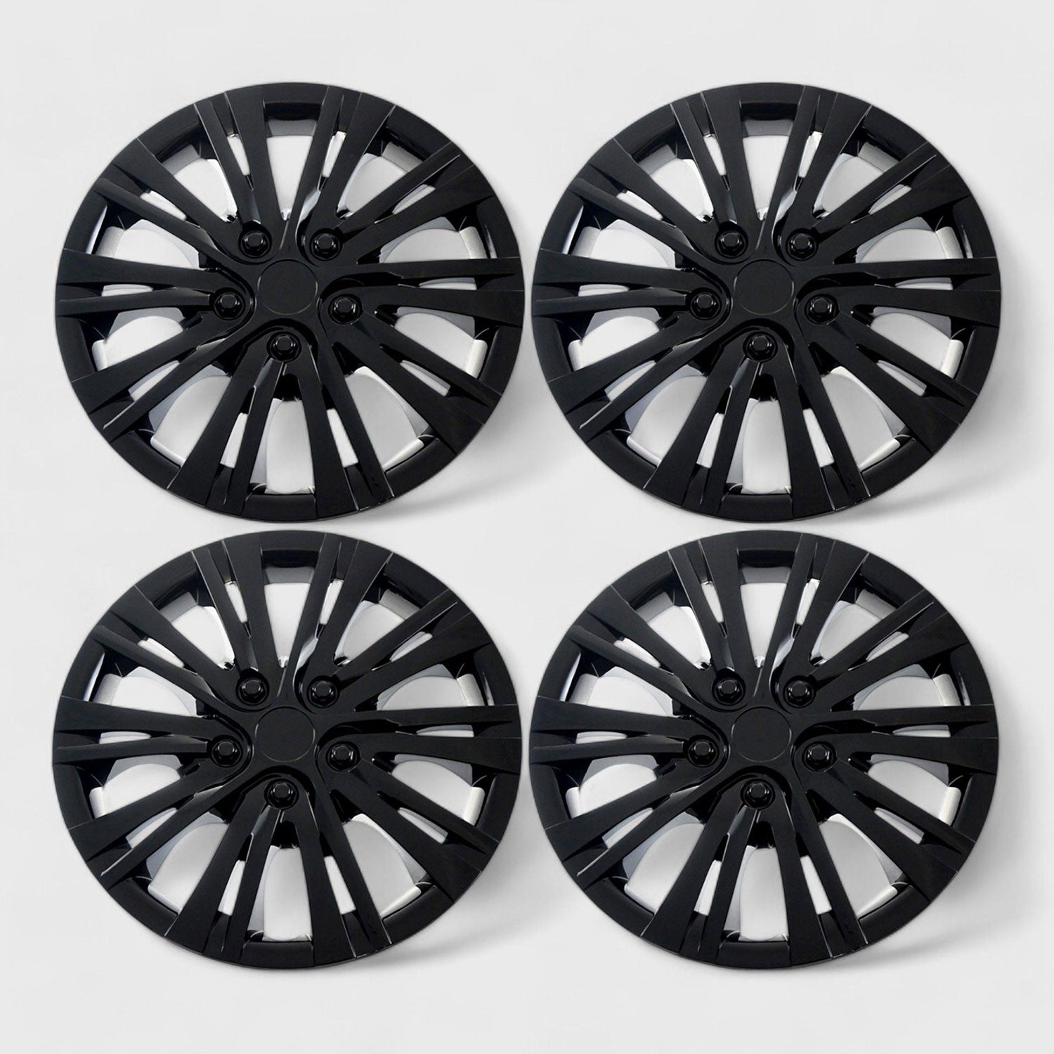 Semi-Universal Wheel Cover Hubcaps Set Gloss Black 4Pcs PP