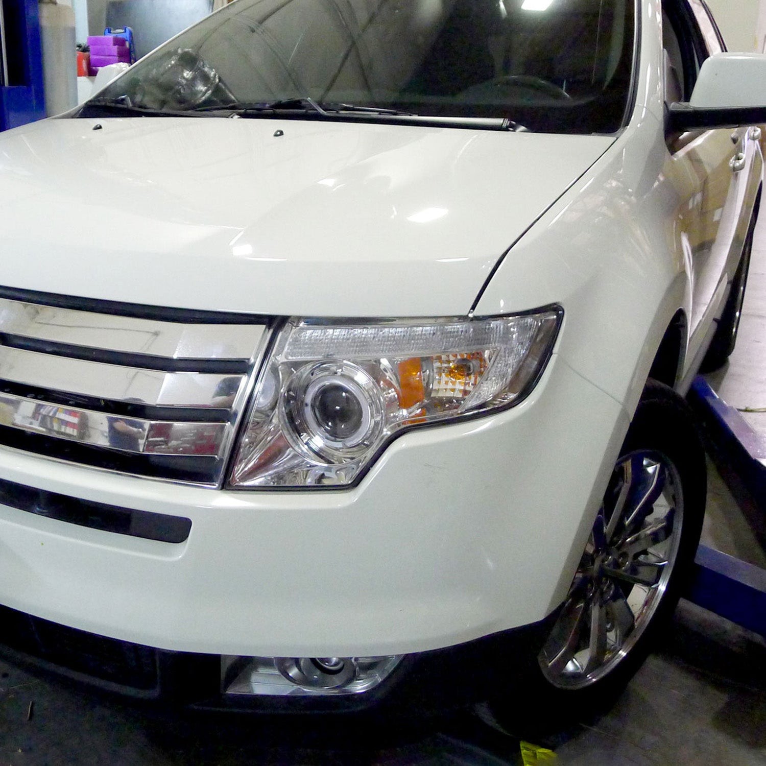 2007-2010 Ford Edge Halo Projector Headlights w/ LED Light Strip Chrome/Clear