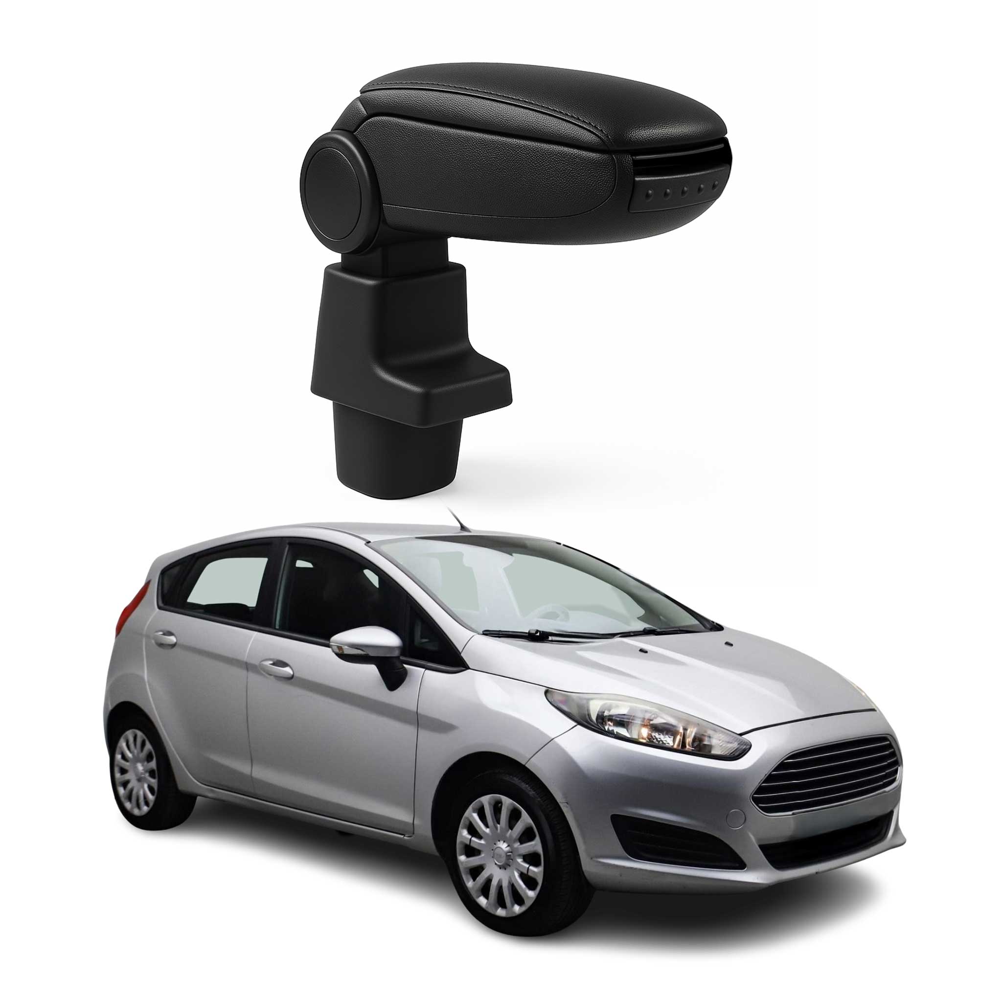 2011-2019 Ford Fiesta Black Center Console Armrest Plastic PU Leather 1Pc