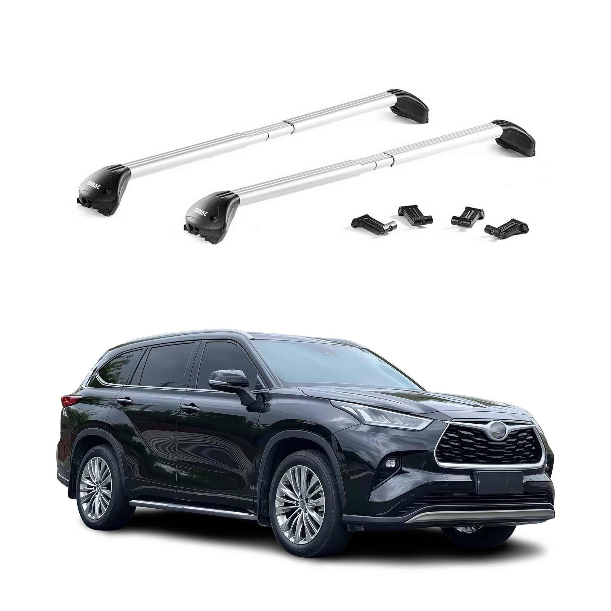 2020-2026 Toyota Highlander Roof Rack Cross Bars Silver Carrier 2 Pcs