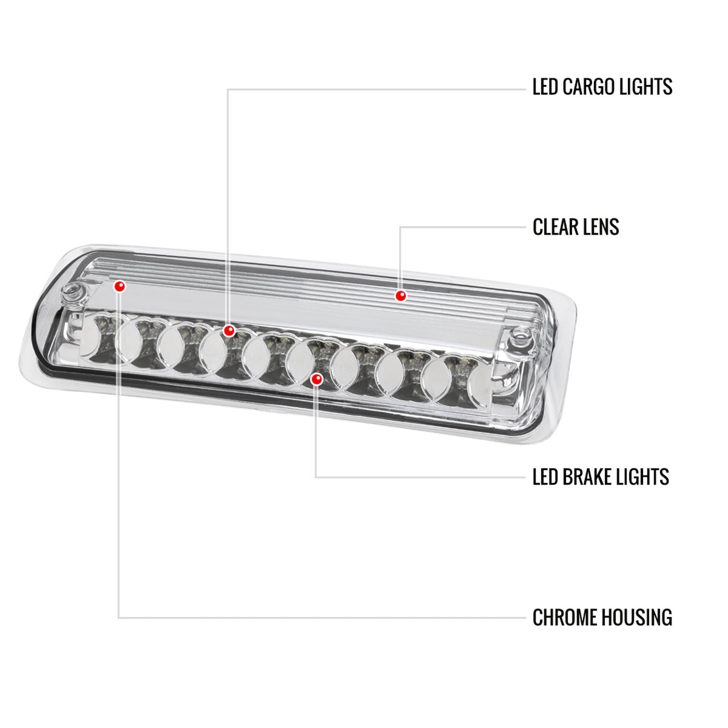 2004-2008 Ford F-150 LED 3rd Brake Light Chrome Housing/Clear Lens