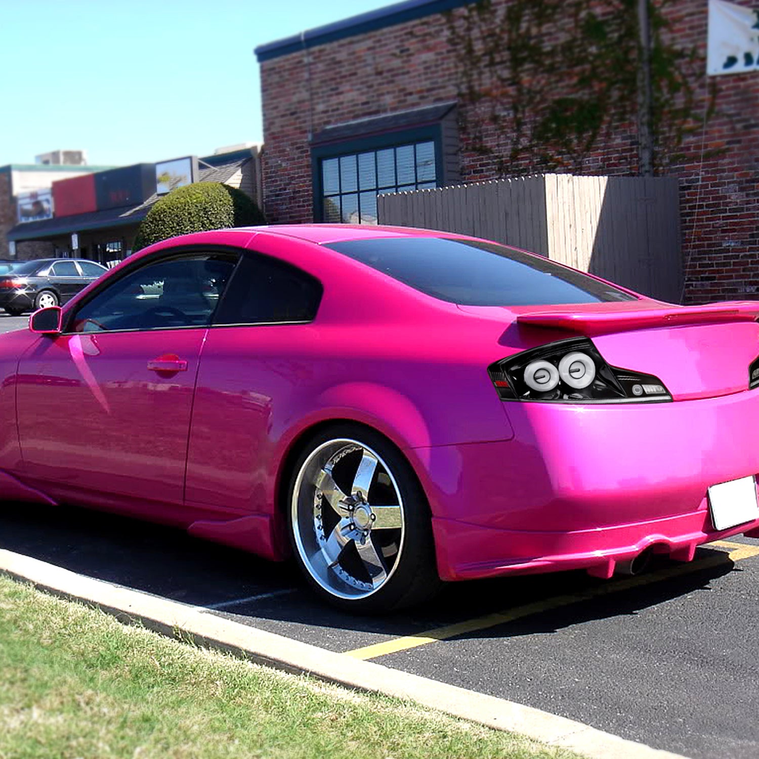 2003-2007 Infiniti G35 Coupe White LED Halo Signal Tail Lights Glossy Black