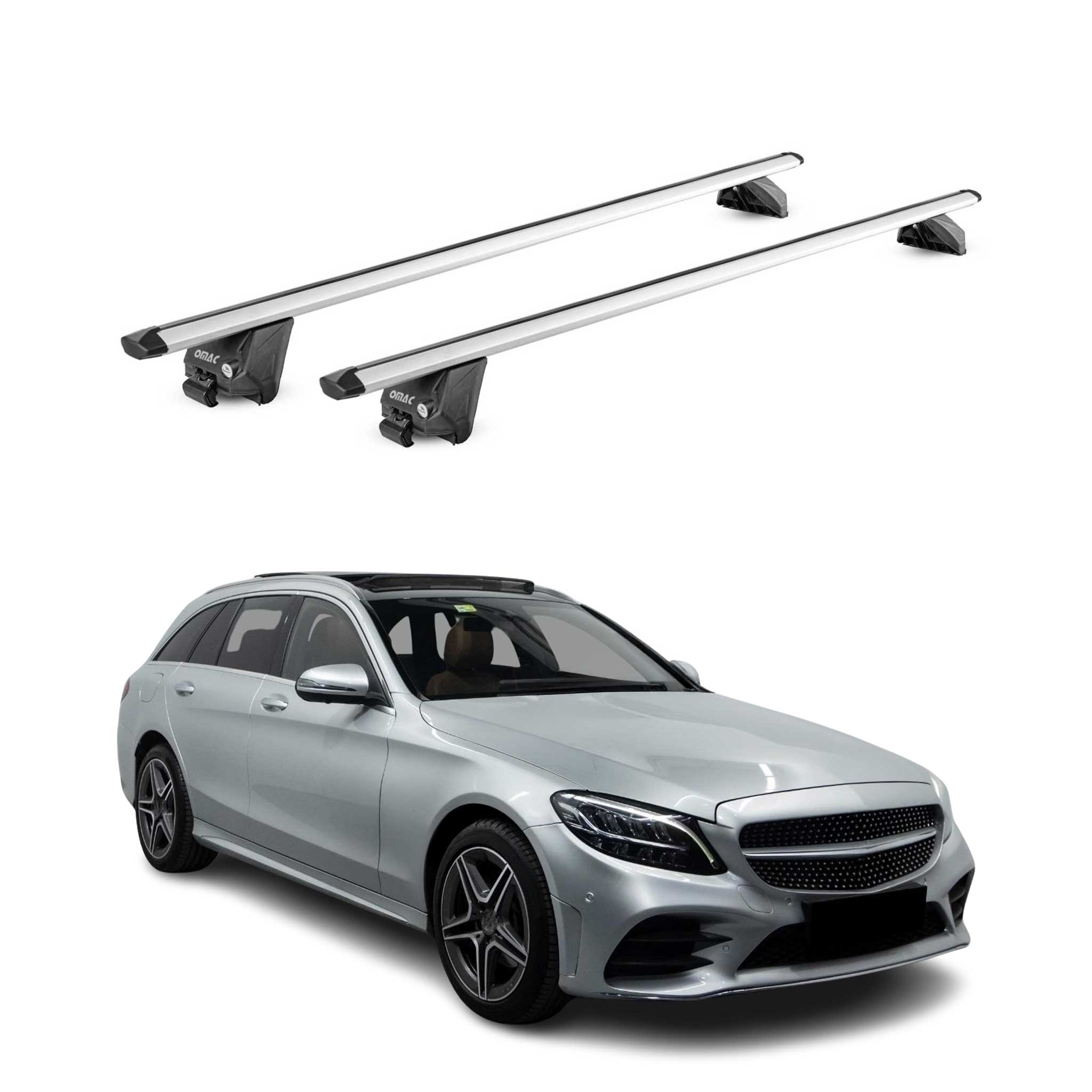 Roof Rack Cross Bars for Mercedes-Benz C Class S205 Wagon 2015-2021 Alu Grey 2x