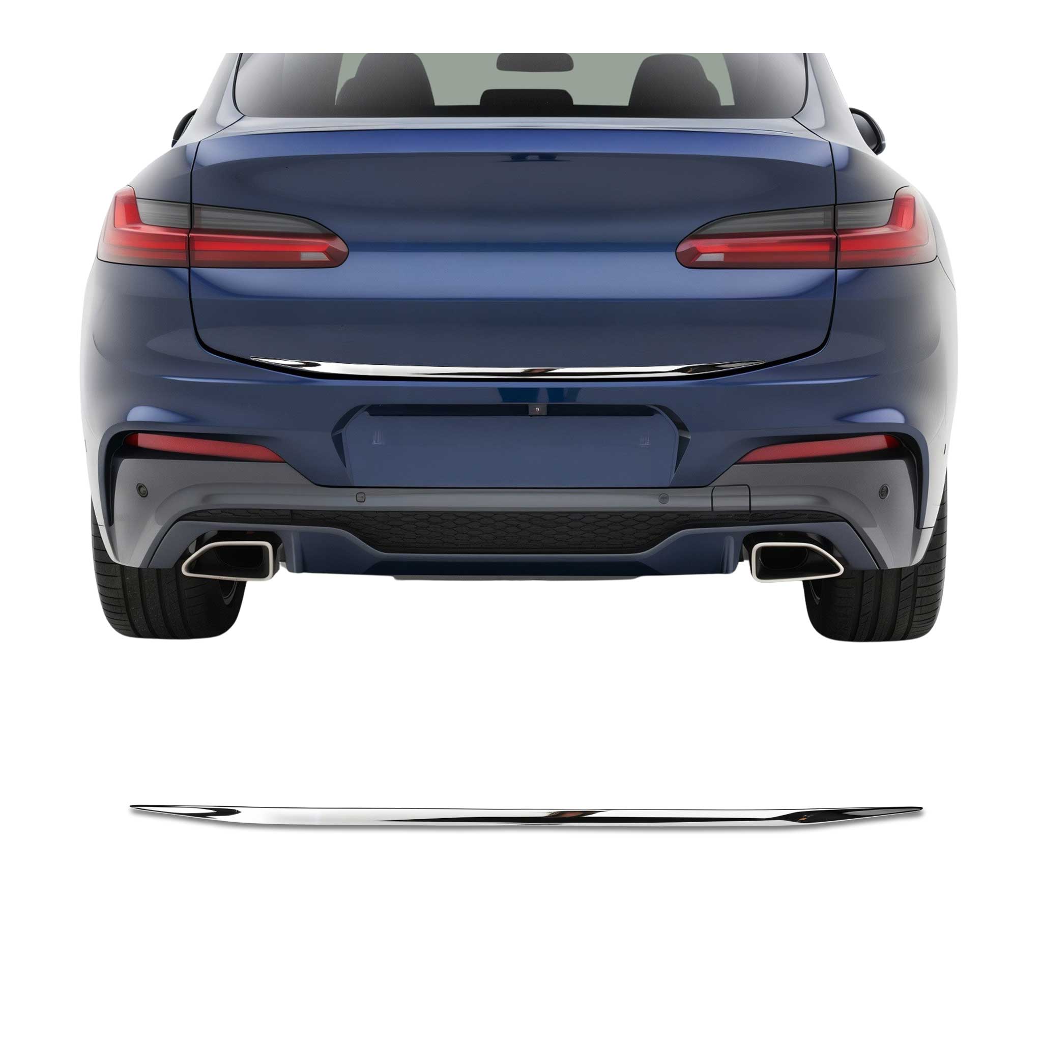 2019-2025 BMW X4 G02 2.gen Rear Trunk Lid Molding Trim Stainless Steel Silver 1Pc