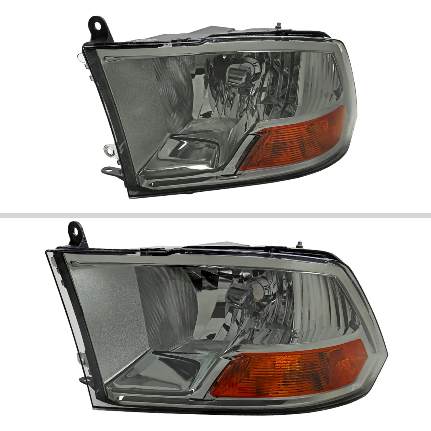 2009-2018 Dodge RAM 1500/ 2019-2023 2500 3500 Quad Headlights Chrome/Light Smoke