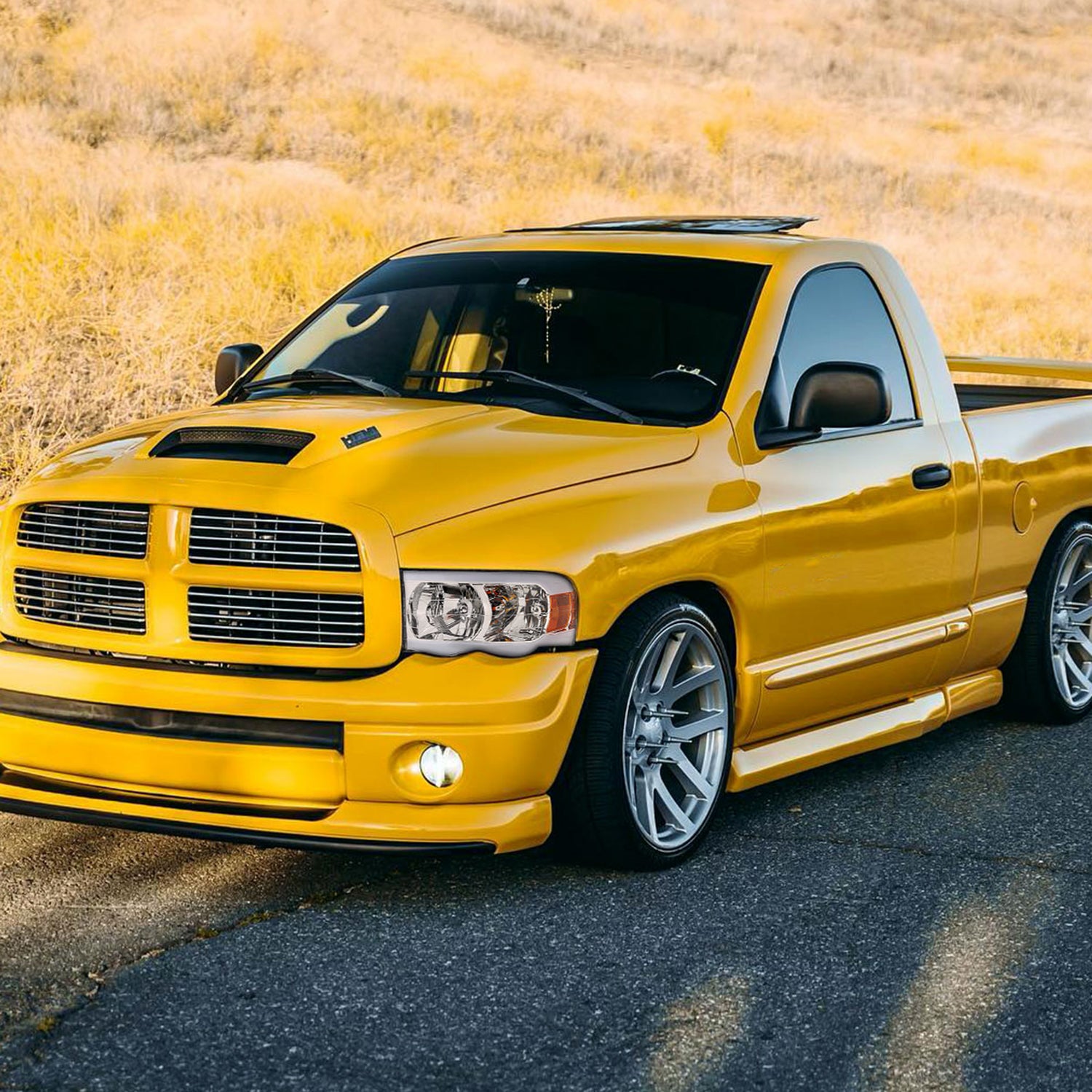 2002-2005 Dodge RAM 1500 /RAM 2500/3500 LED Tube Factory Headlights Chrome