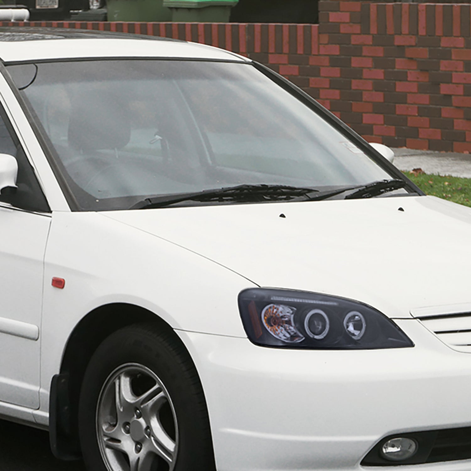 2001-2003 Honda Civic Dual Halo Projector Headlights Glossy Black/Smoke Lens