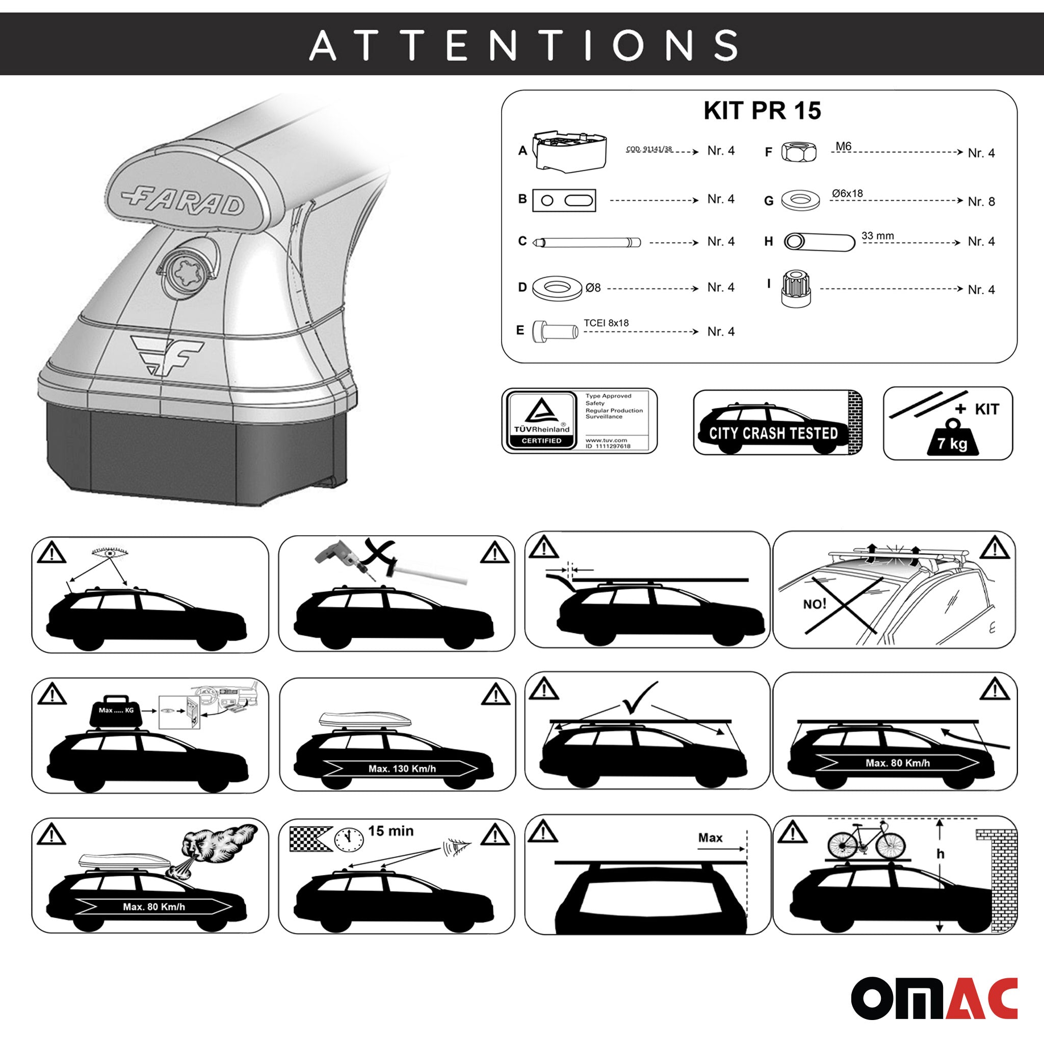 Roof Racks Cross Bars for Audi Q7 2017-2026 Aluminium 220lb Gray 2 Pcs