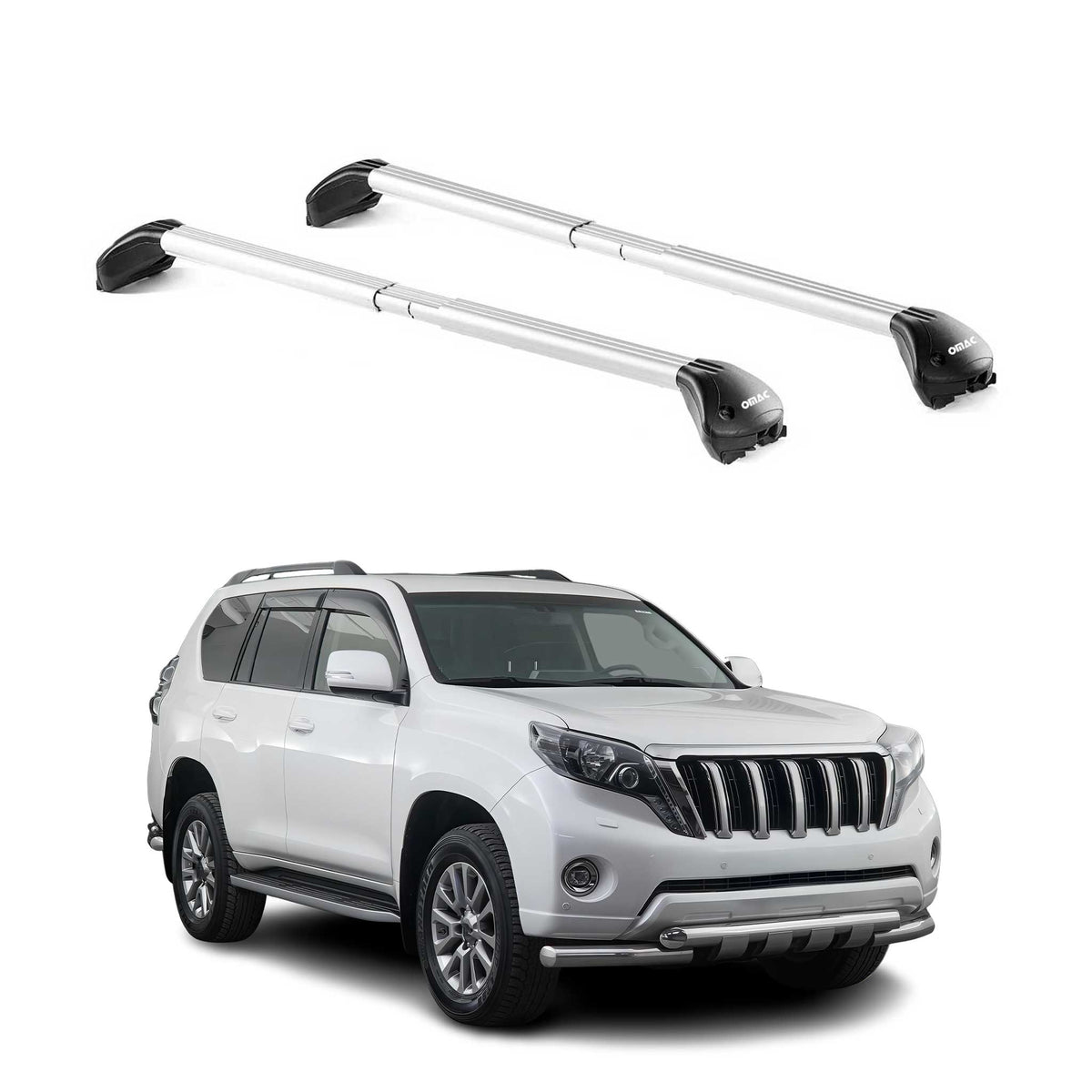 1998-2021 Toyota Land Cruiser Roof Rack Cross Bars Silver