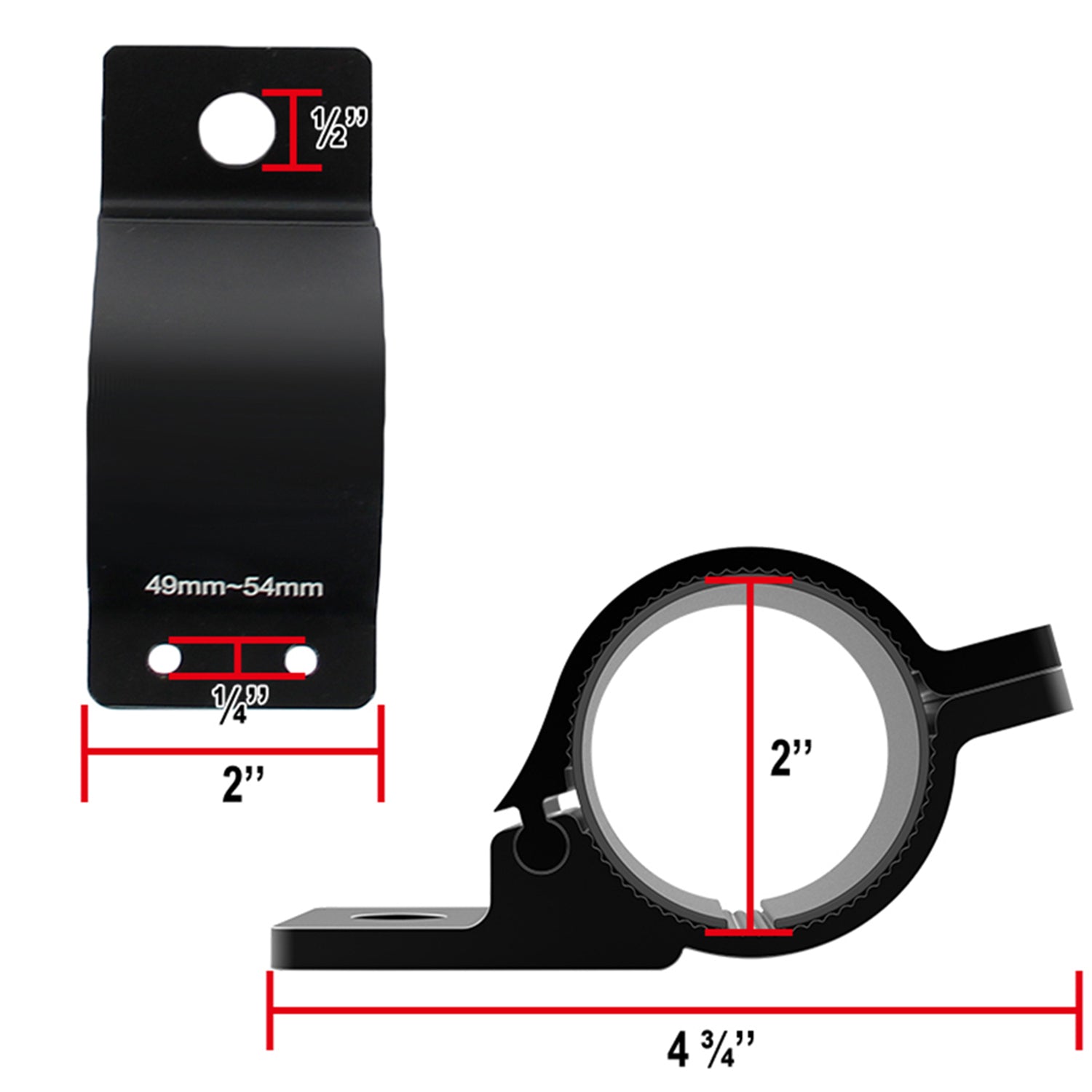 Universal 2" Aluminum Light Mounting Brackets Black