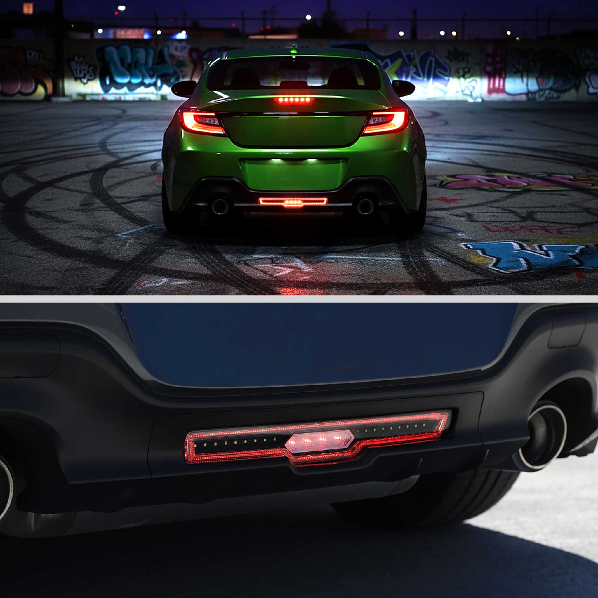 For Toyota GR86 / Subaru BRZ 2022-2024 Rear Bumper Full LED 4th Reverse Tail Brake Light Matte Black Housing Clear Lens
