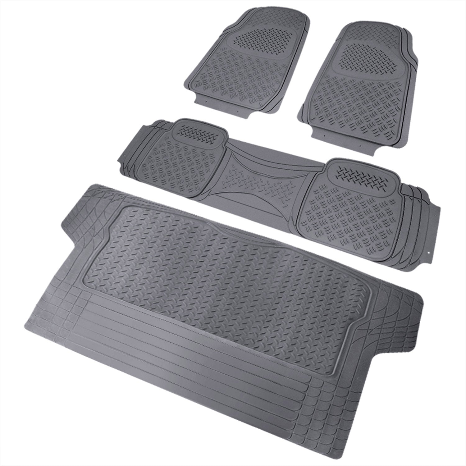 Universal fit Rubber Car Floor Mats Liner All Weather 4Pcs Gray