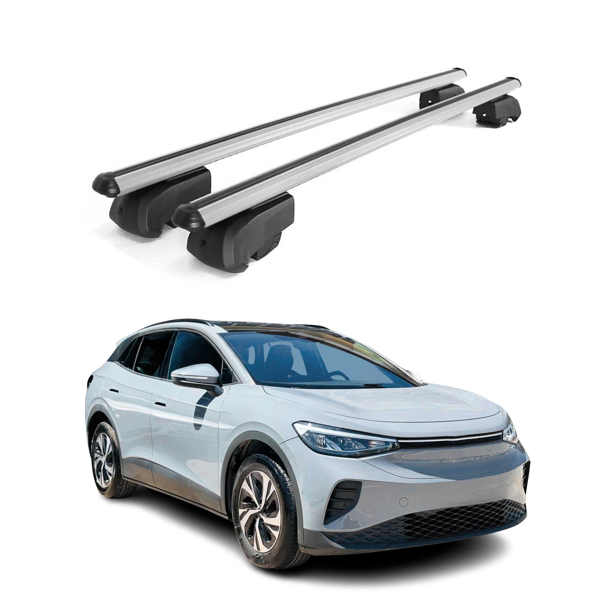Roof Rack Cross Bars Luggage Carrier for VW ID.4 2021-2024 Gray 2 Pcs