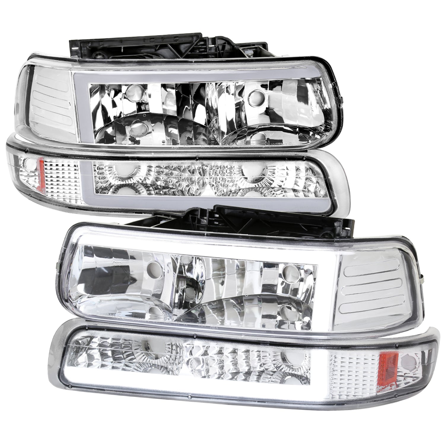 1999-2002 Chevy Silverado 1500 2500 /Tahoe Suburban LED Headlights Chrome