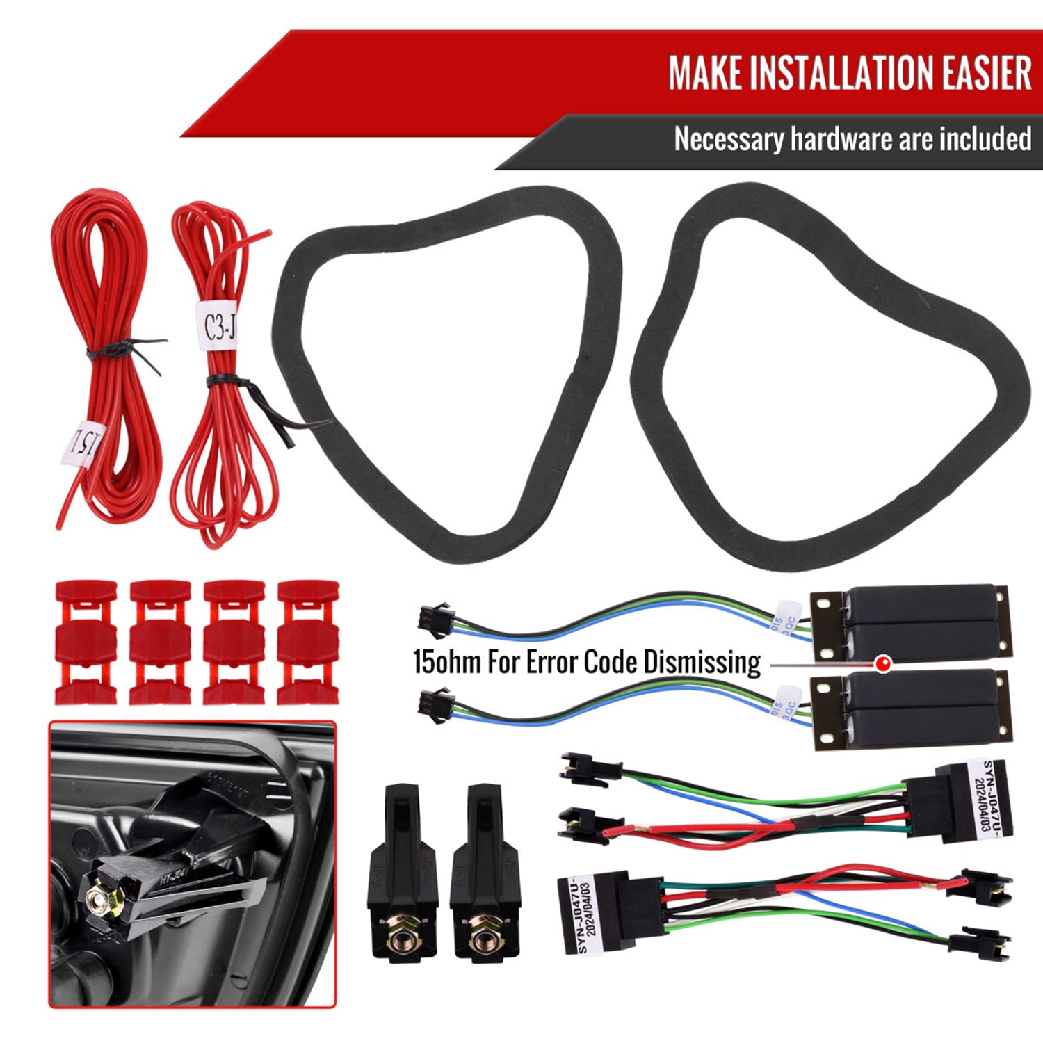 2009-2011 BMW E90 3-Series 4Dr Sedan Red LED Tail Light Matte Black/Clear Lens