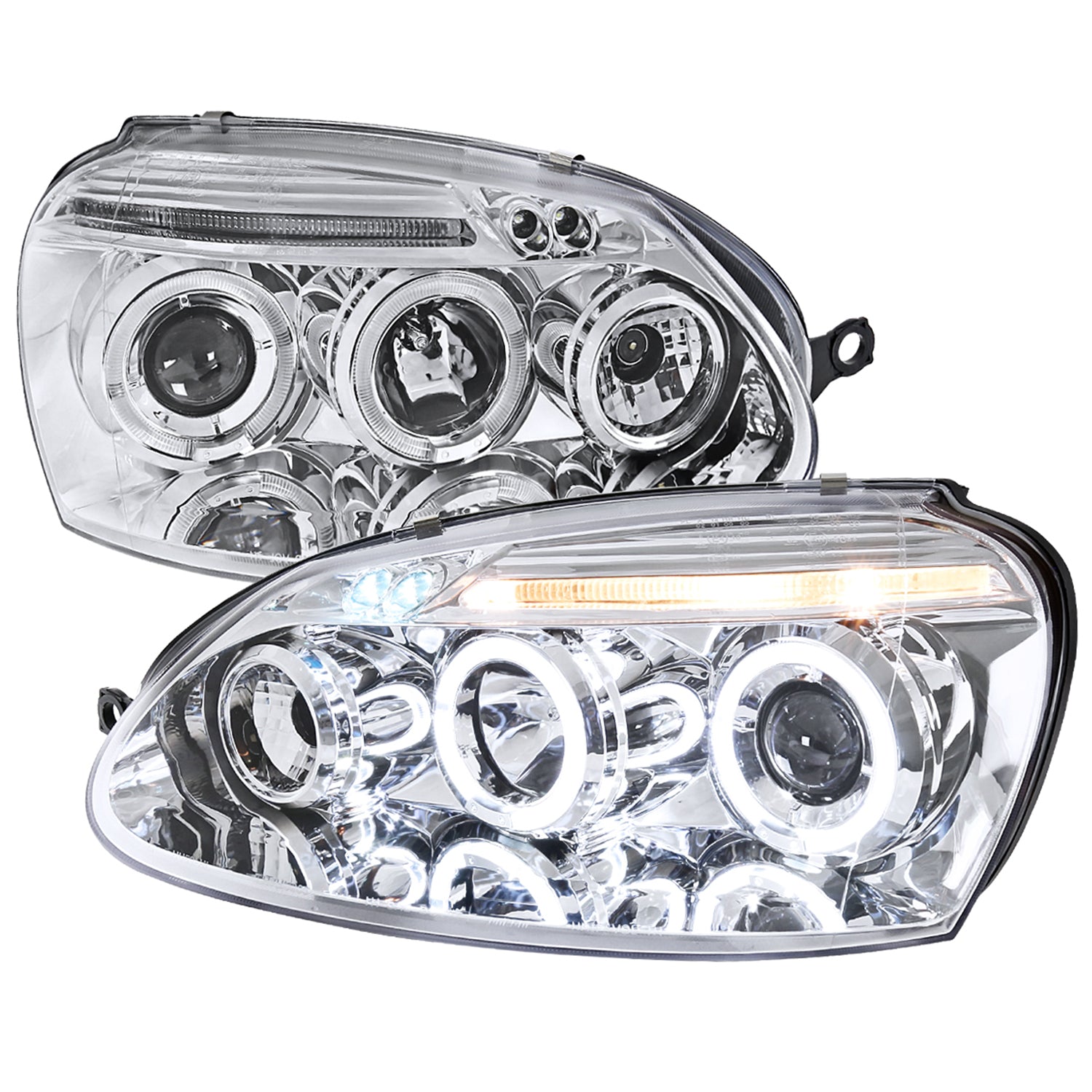 2006-2008 VW Golf Rabbit/ 2006-2010 Jetta Dual Halo Projector Headlights Chrome