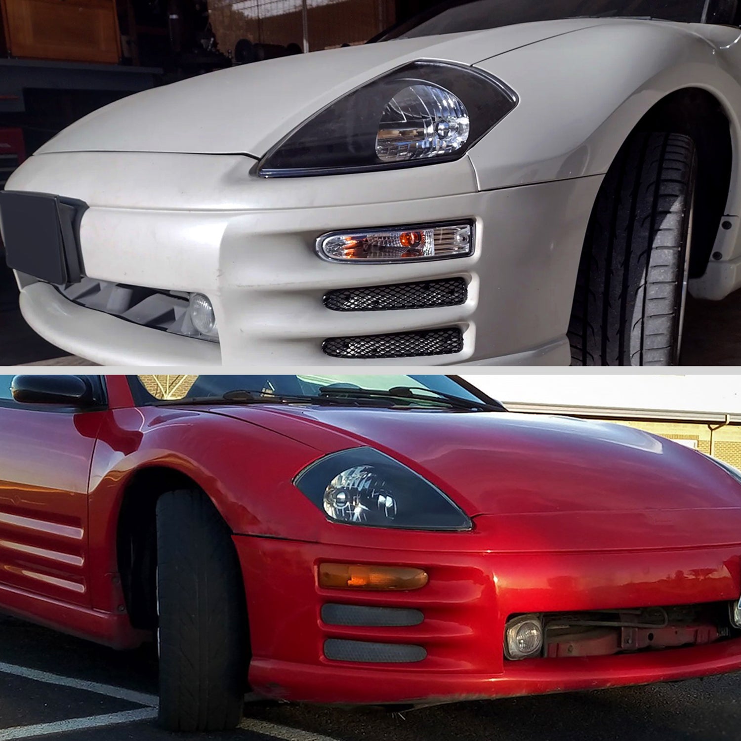 2000-2005 Mitsubishi Eclipse Factory Style Crystal Headlights Matt Black/Clear