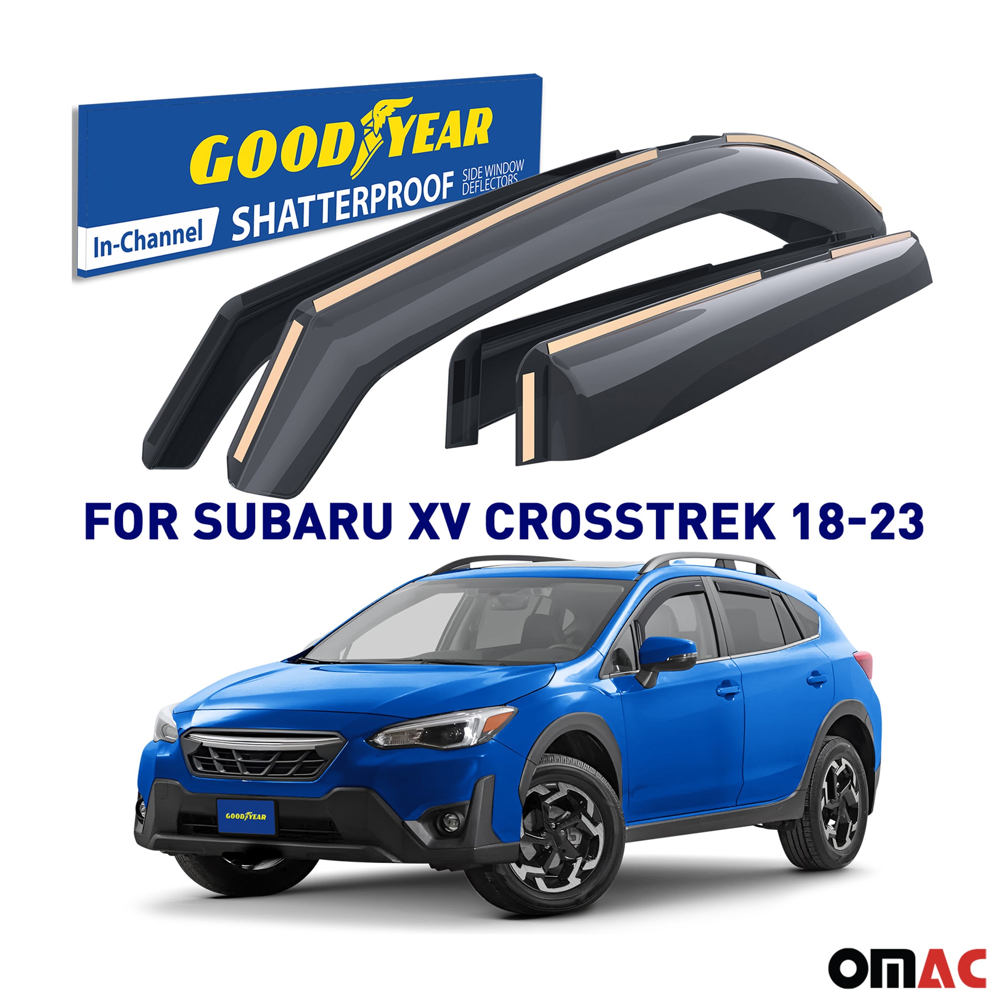 Goodyear Wind Deflectors for Subaru Impreza 2017-2023 Hatchback Shatterproof 4x