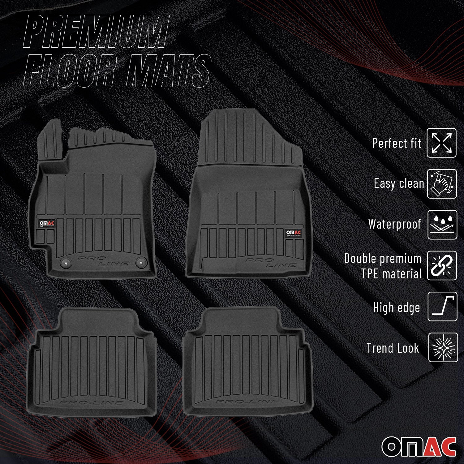 2021-2026 Hyundai Elantra Premium Floor Mats Liners Full Set All Weather Heavy Duty
