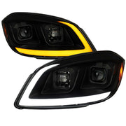 For Chevrolet Cobalt / Pontiac G5 2005-2010 Headlights Switchback LED Turn Signal DRL Light Strip Black Housing Smoked Lens