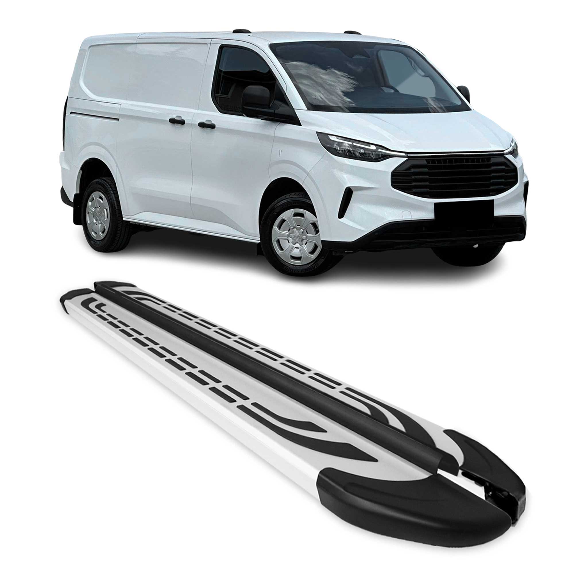 2022-2024 Ford Transit Connect Wagon Running Boards Side Steps Silver