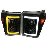 2011-2016 Ford F-250 F-350 F-450 F-550 LED CBar Projector Headlights Smoke