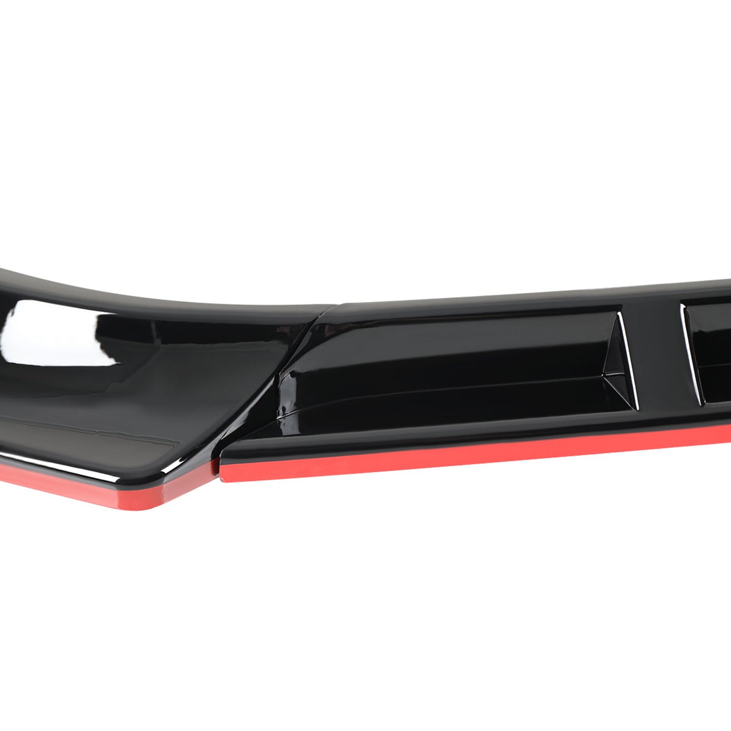 2014-2017 VW Golf Glossy Black/Red Trim 3Pcs Front Bumper Lip Splitter Kit