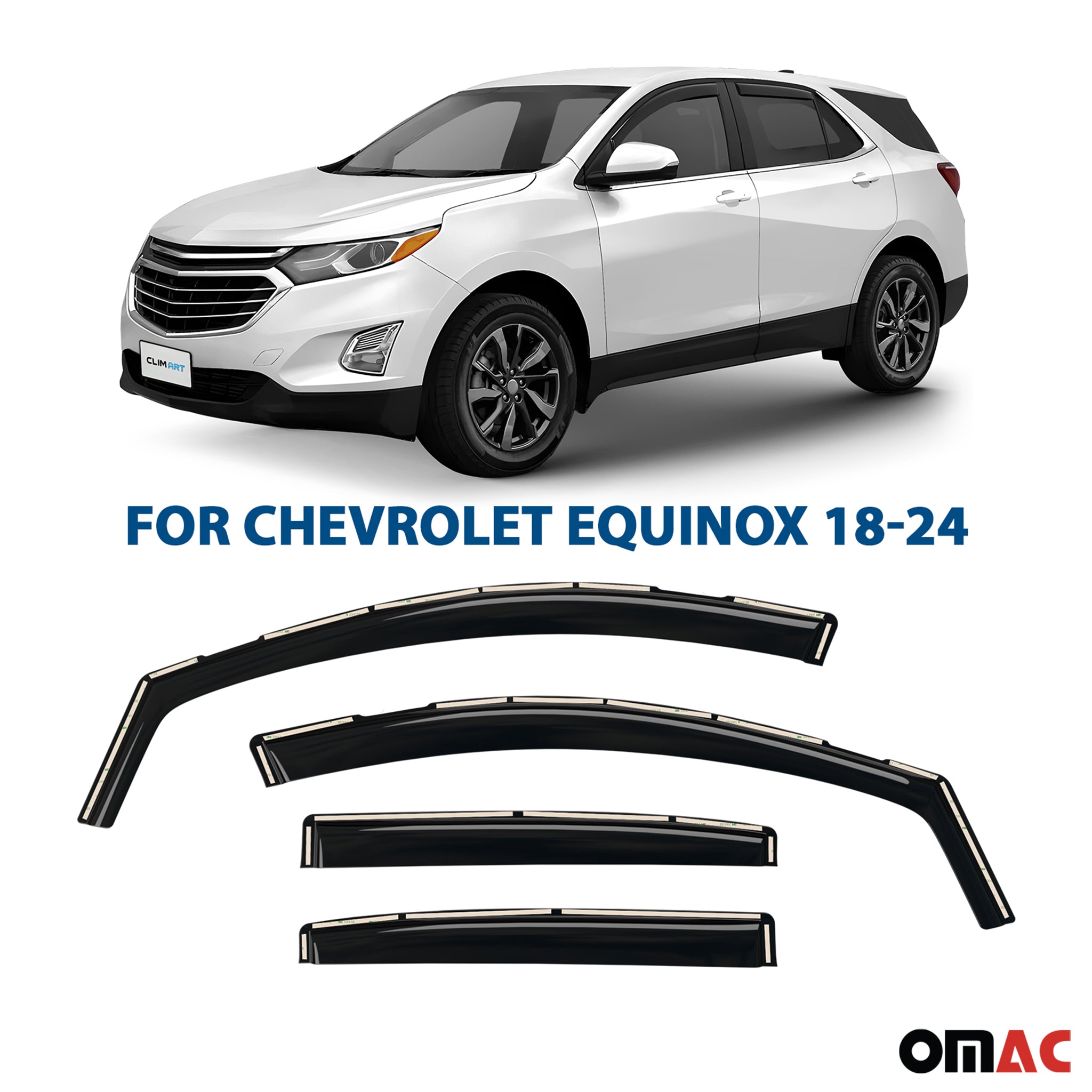 Clim Art Wind Deflectors for Chevrolet Equinox 2018-2024 Shatterproof 4 Pcs