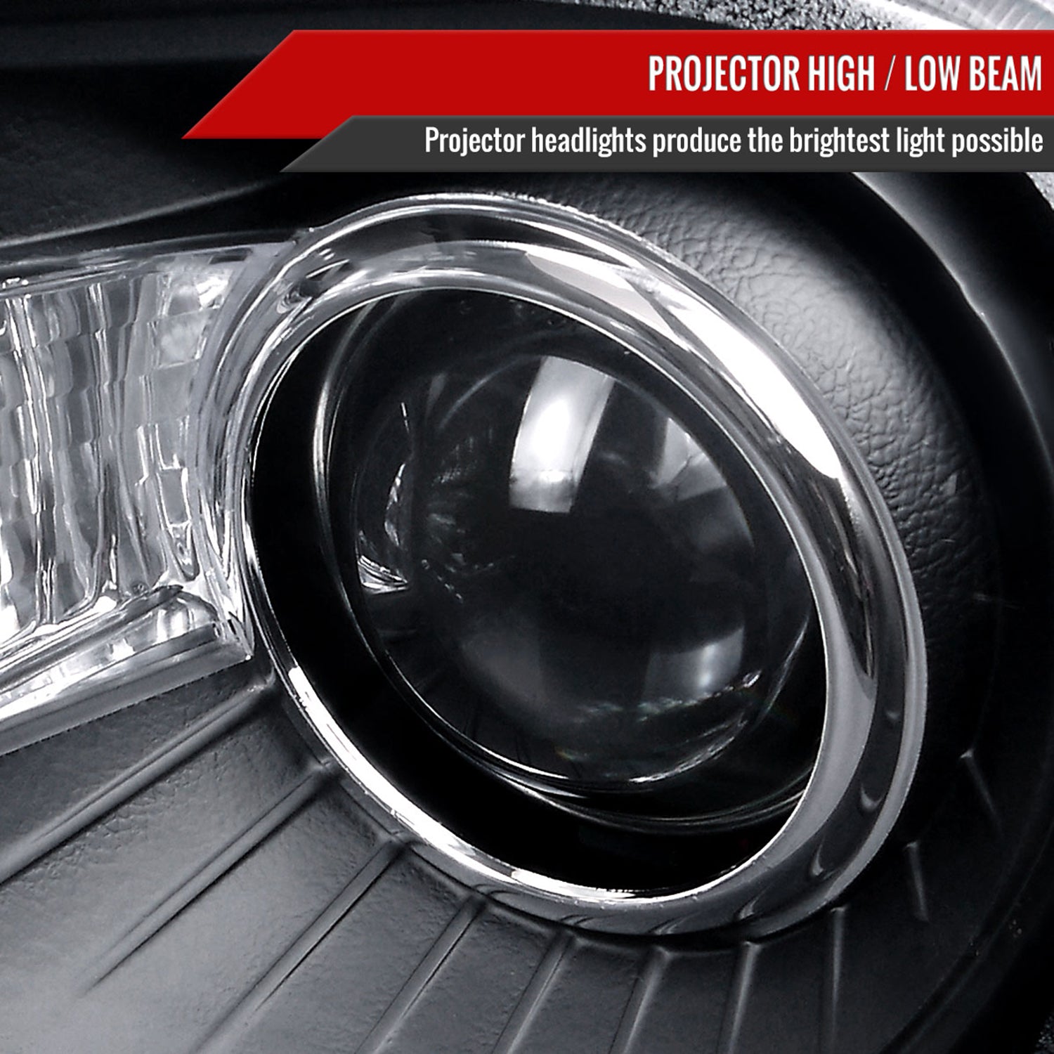 2005-2010 Chrysler 300 Projector Headlights w/LED Light Strip Matt Black/Clear