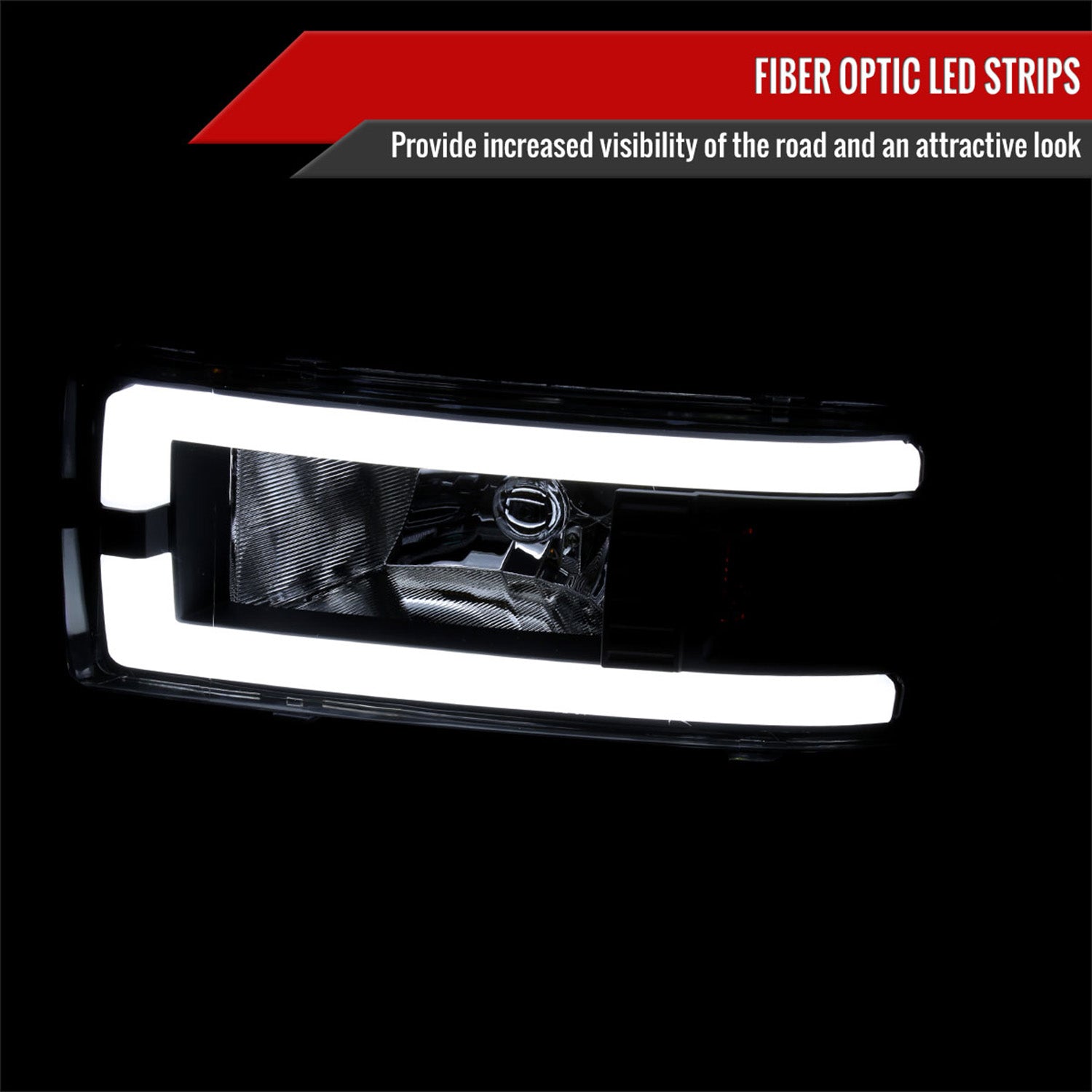 1994-2001 Dodge RAM 1500/2500/3500 Dual LED Bar Factory Headlights Black Amber