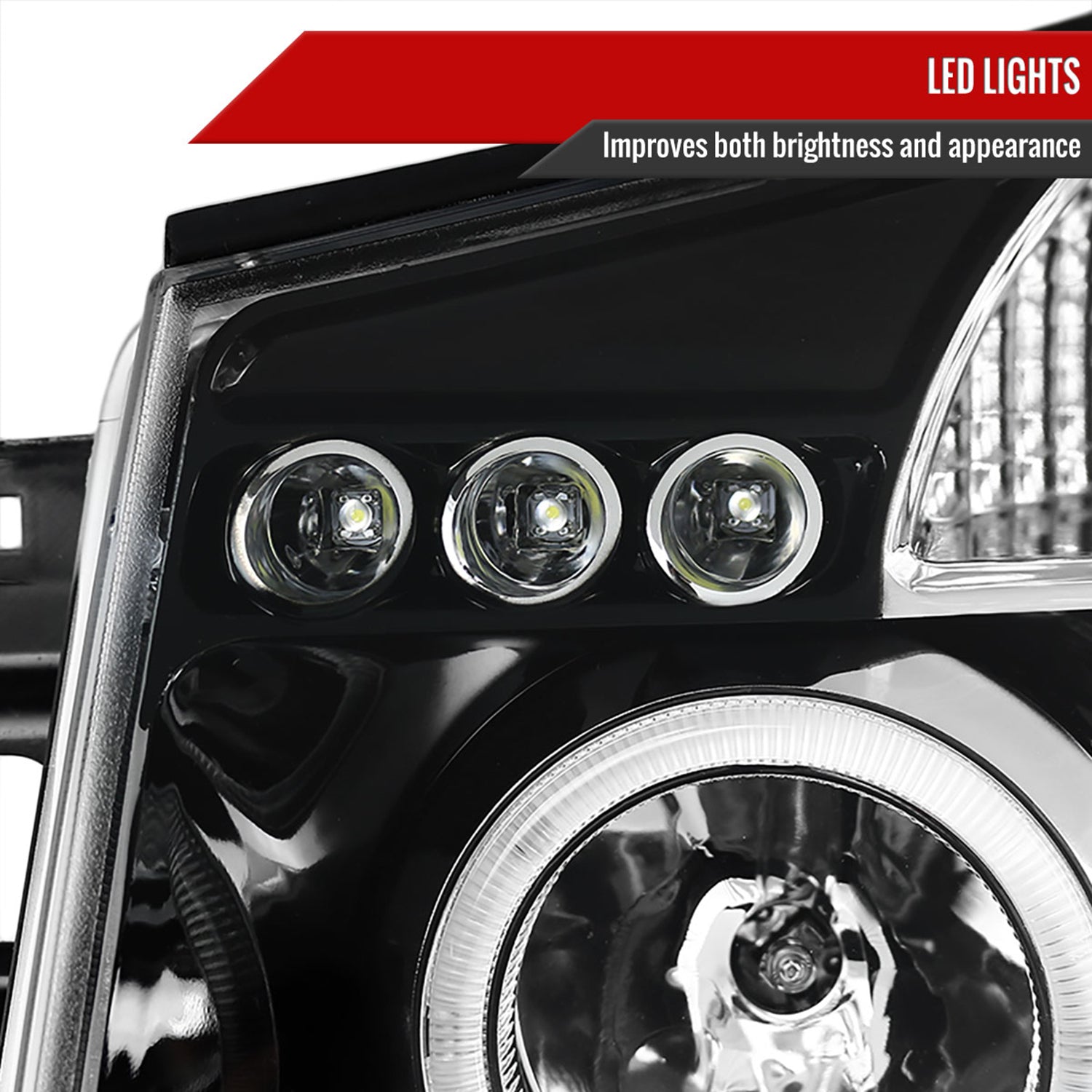 2004-2015 Nissan Titan/ 04-2007 Armada Dual Halo Projector Headlights Jet Black