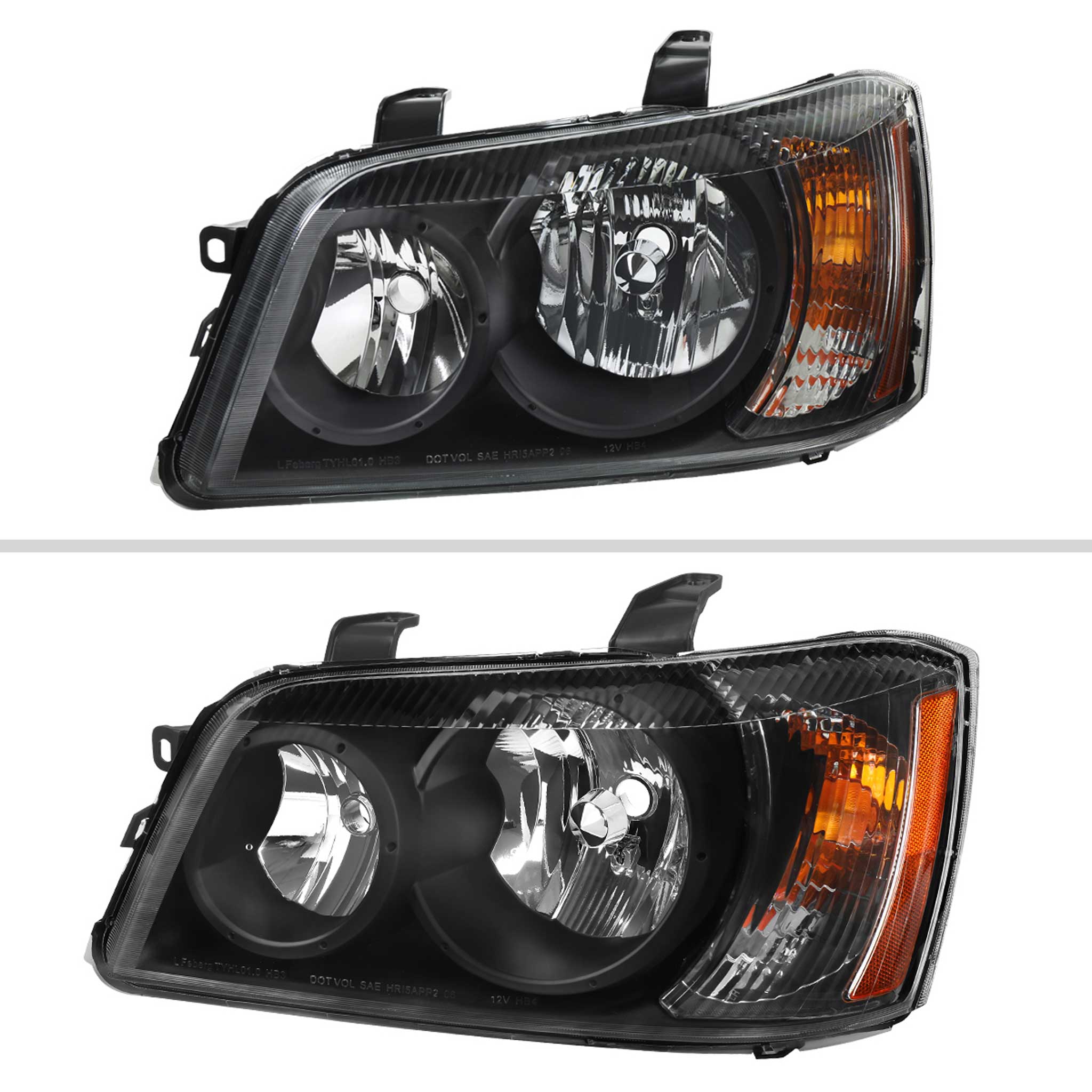 For Toyota Highlander 2001-2003 Factory Style Headlights Matte Black Housing Clear Lens